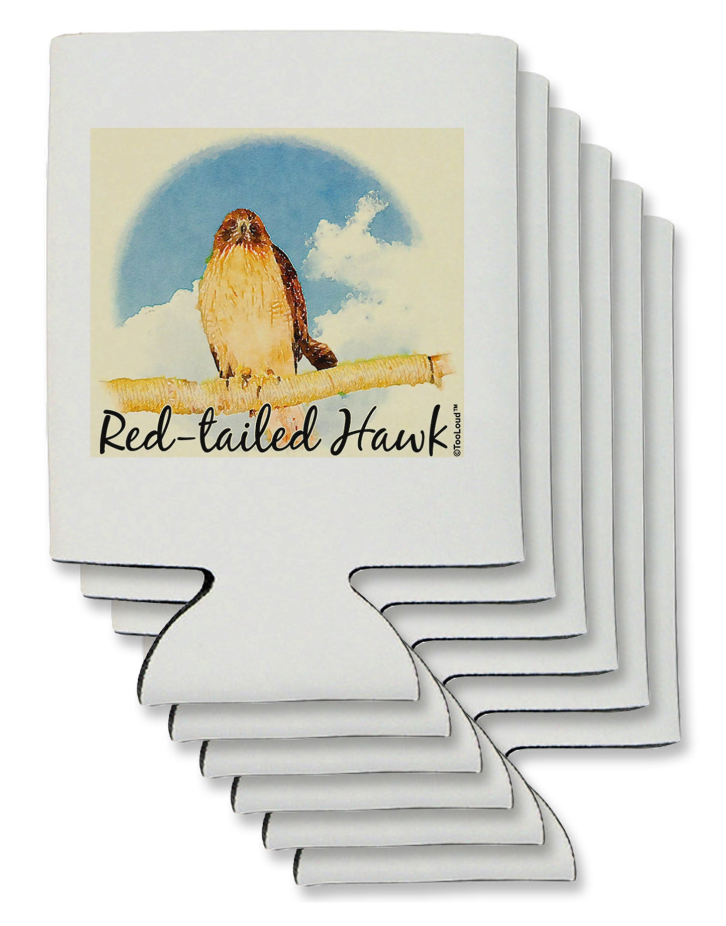 Red-tailed Hawk Text Can / Bottle Insulator Coolers-Can Coolie-TooLoud-6 Pieces-Davson Sales