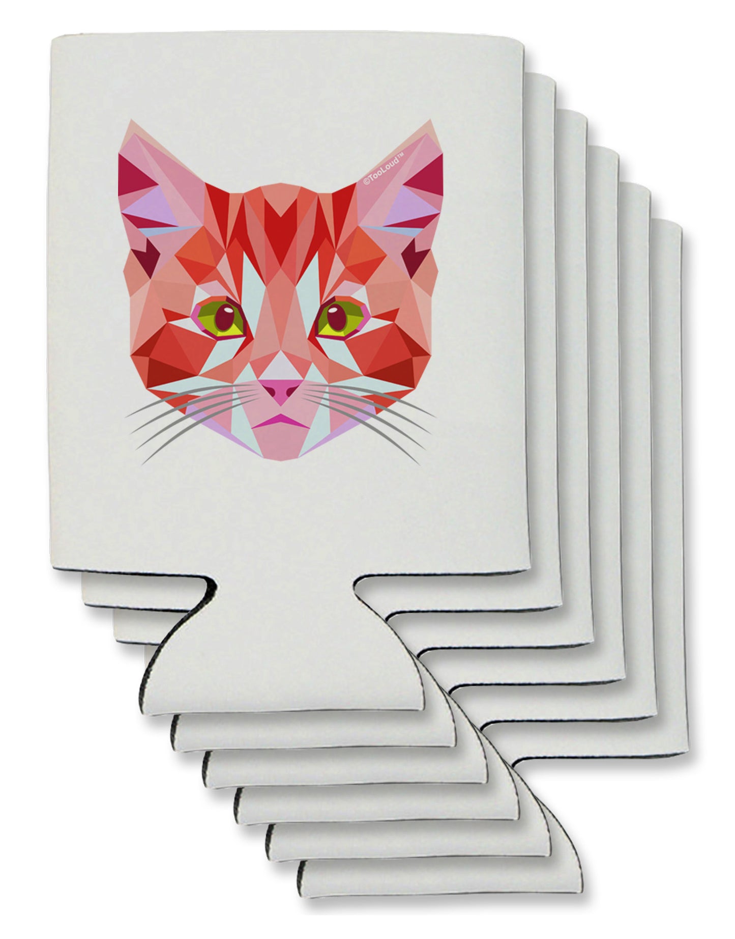 Geometric Kitty Red Can / Bottle Insulator Coolers-Can Coolie-TooLoud-6-Davson Sales