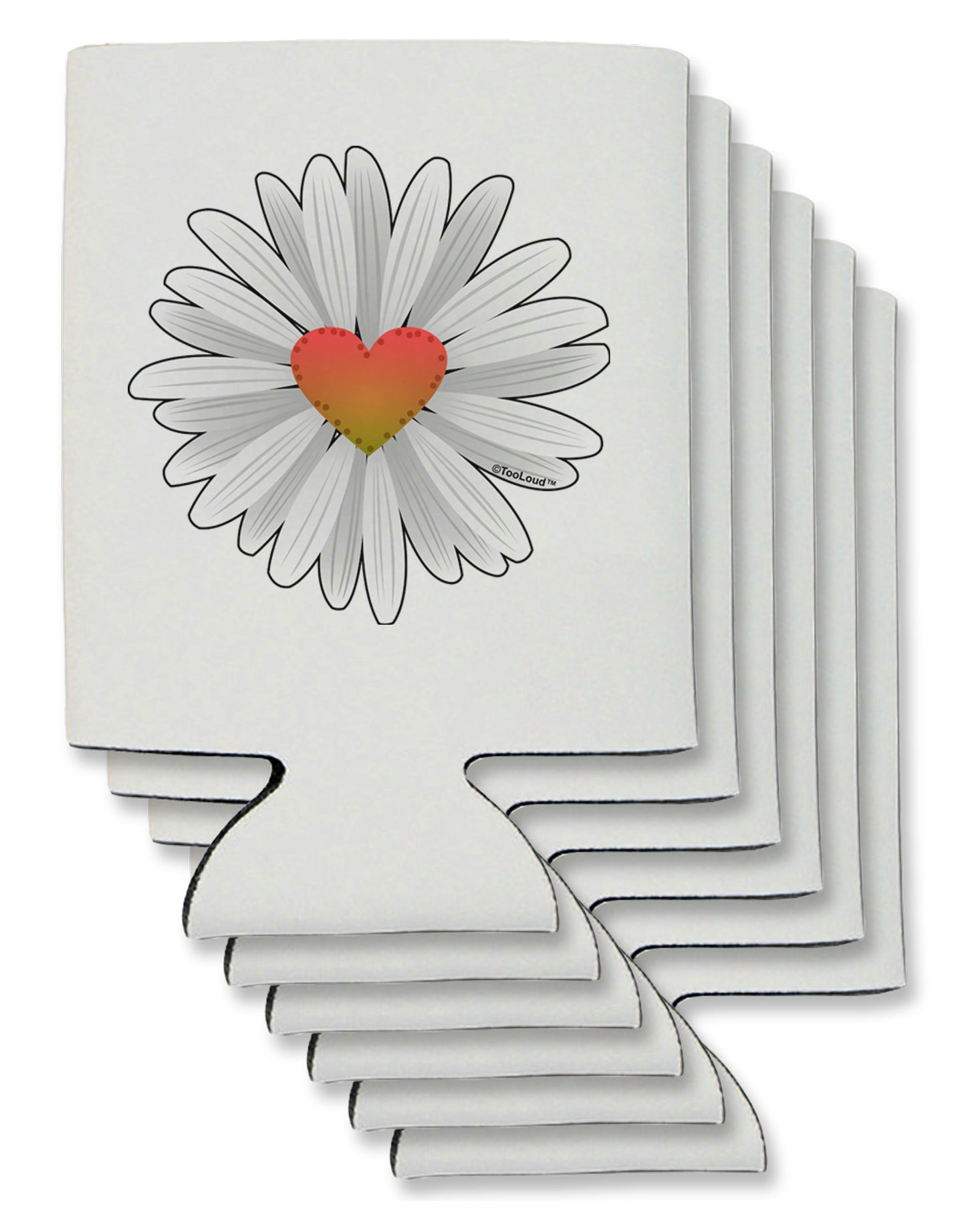 Pretty Daisy Heart Can / Bottle Insulator Coolers-Can Coolie-TooLoud-6-Davson Sales