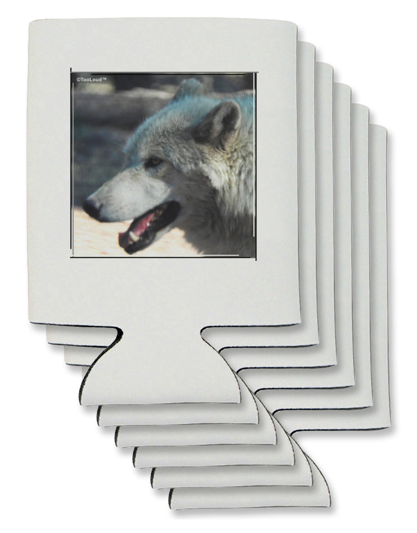 TooLoud White Wolf Face Can / Bottle Insulator Coolers-Can Coolie-TooLoud-6-Davson Sales
