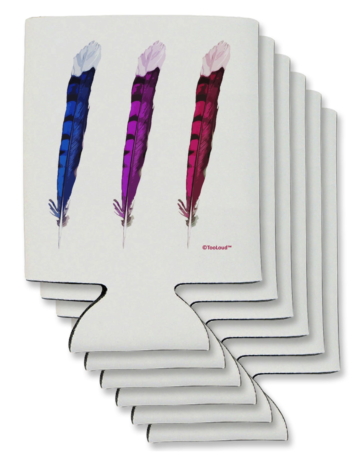 Graphic Feather Design - Feather Trio Can / Bottle Insulator Coolers by TooLoud-Can Coolie-TooLoud-6-Davson Sales