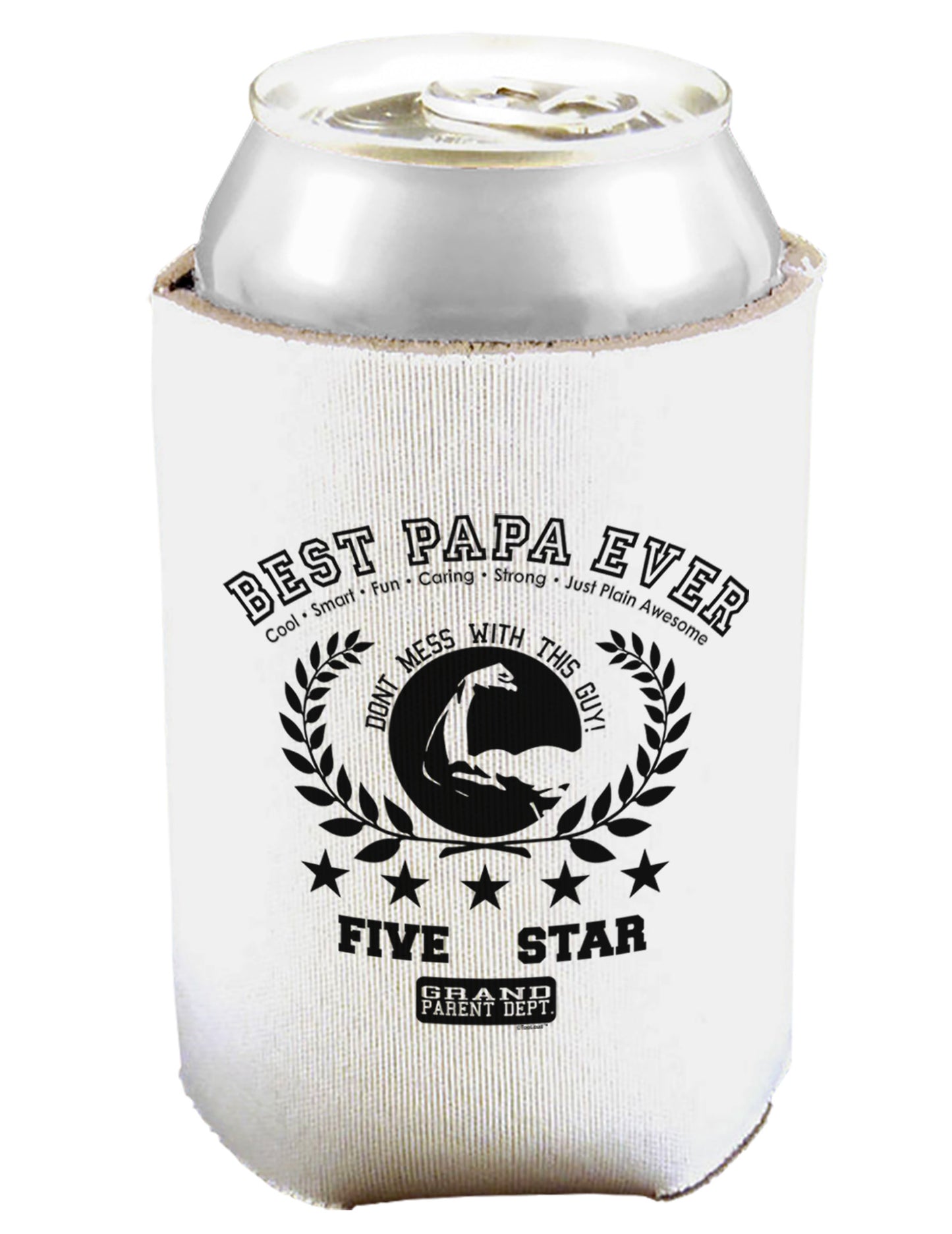 Best Papa Ever Collegiate Can and Bottle Insulator Cooler-Bottle Insulator-TooLoud-White-Davson Sales