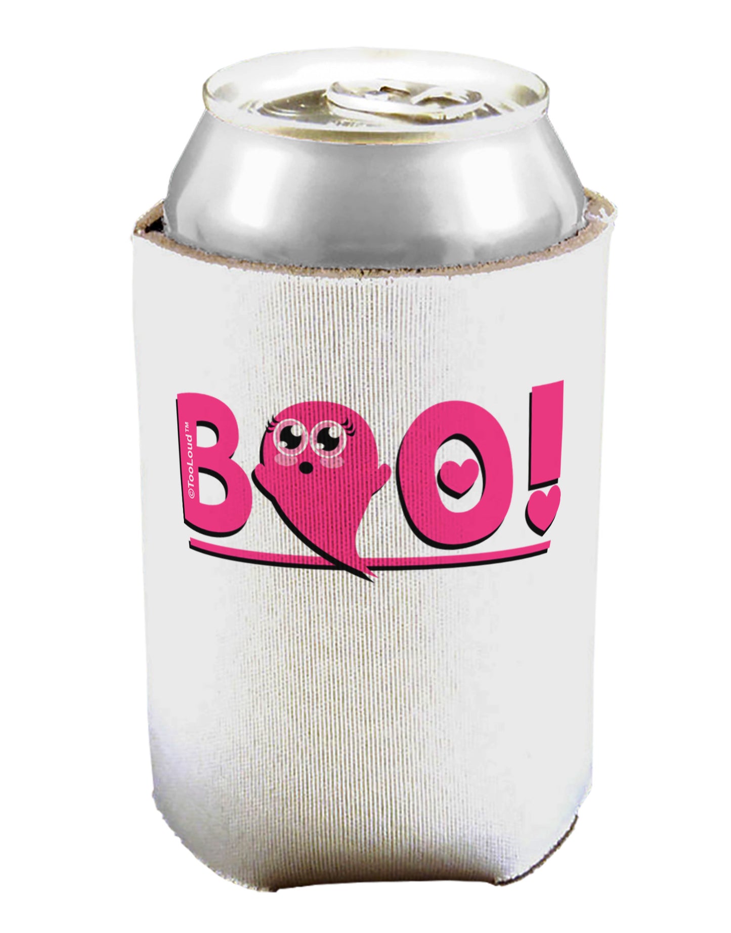 Cute Boo Text Pink Can / Bottle Insulator Coolers-Can Coolie-TooLoud-1-Davson Sales