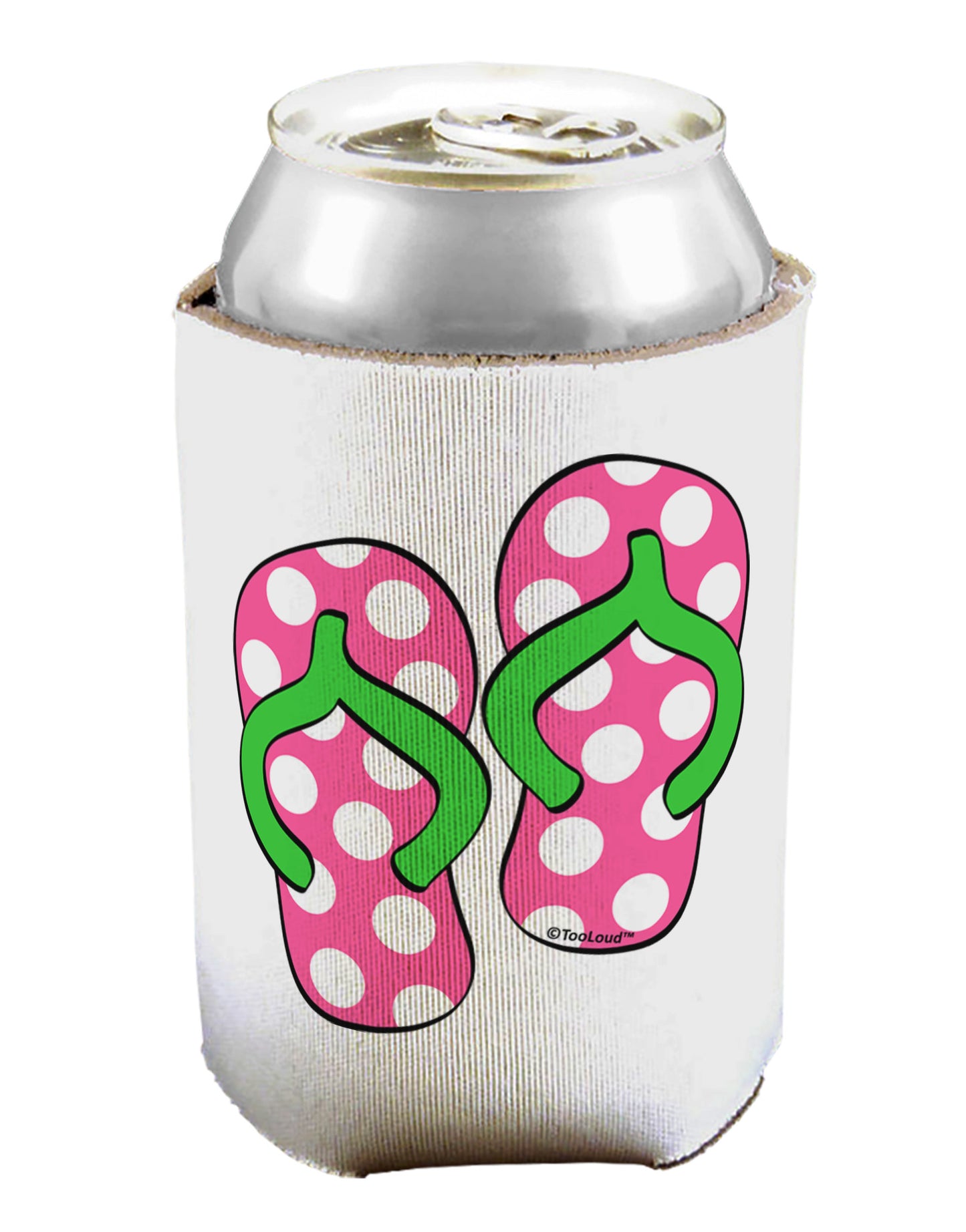 Cute Polka Dot Flip Flops - Pink and Green Can / Bottle Insulator Coolers-Can Coolie-TooLoud-1-Davson Sales