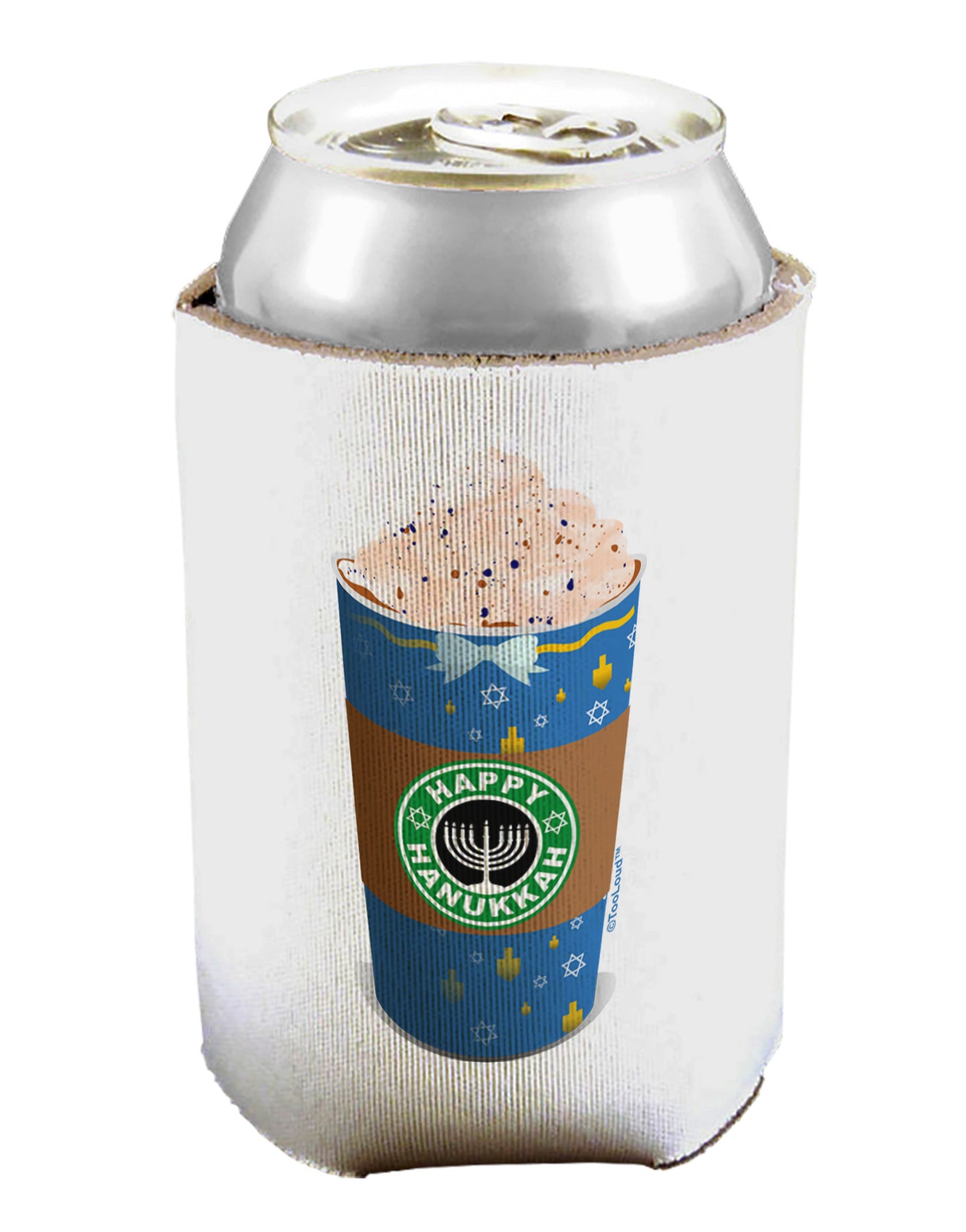 Happy Hanukkah Latte Cup Can / Bottle Insulator Coolers-Can Coolie-TooLoud-1-Davson Sales