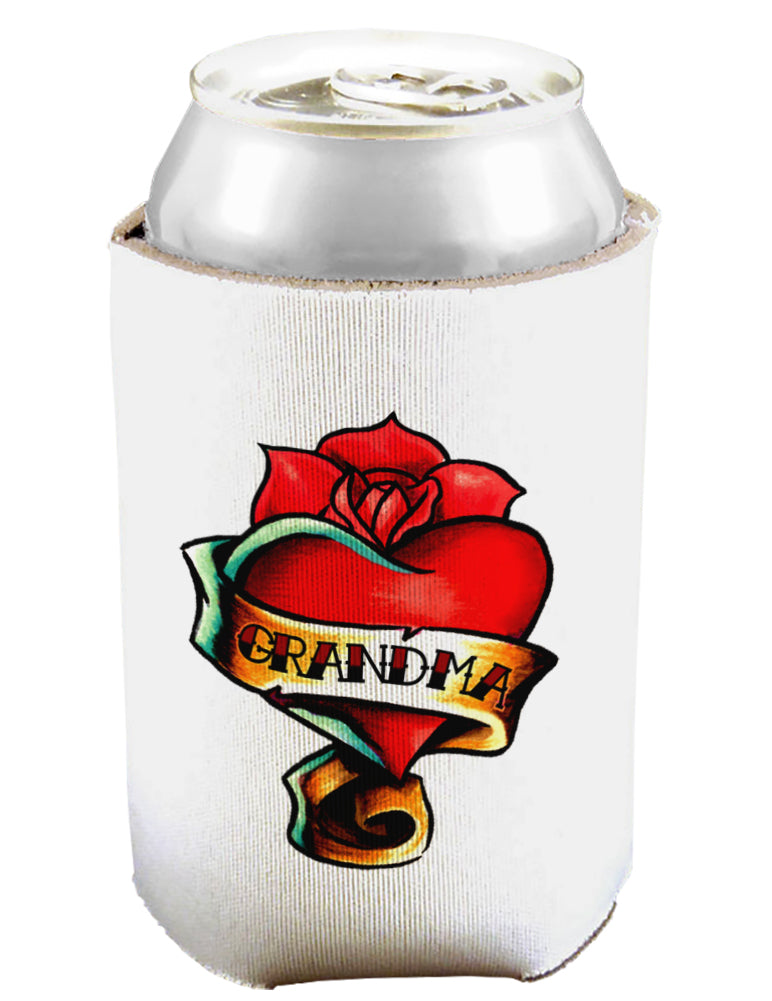 Tattoo Heart Grandma Can and Bottle Insulator Koozie-Koozie-TooLoud-White-Davson Sales