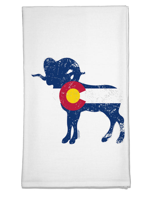Grunge Rocky Mountain Bighorn Sheep Flag Flour Sack Dish Towel-Flour Sack Dish Towel-TooLoud-Davson Sales