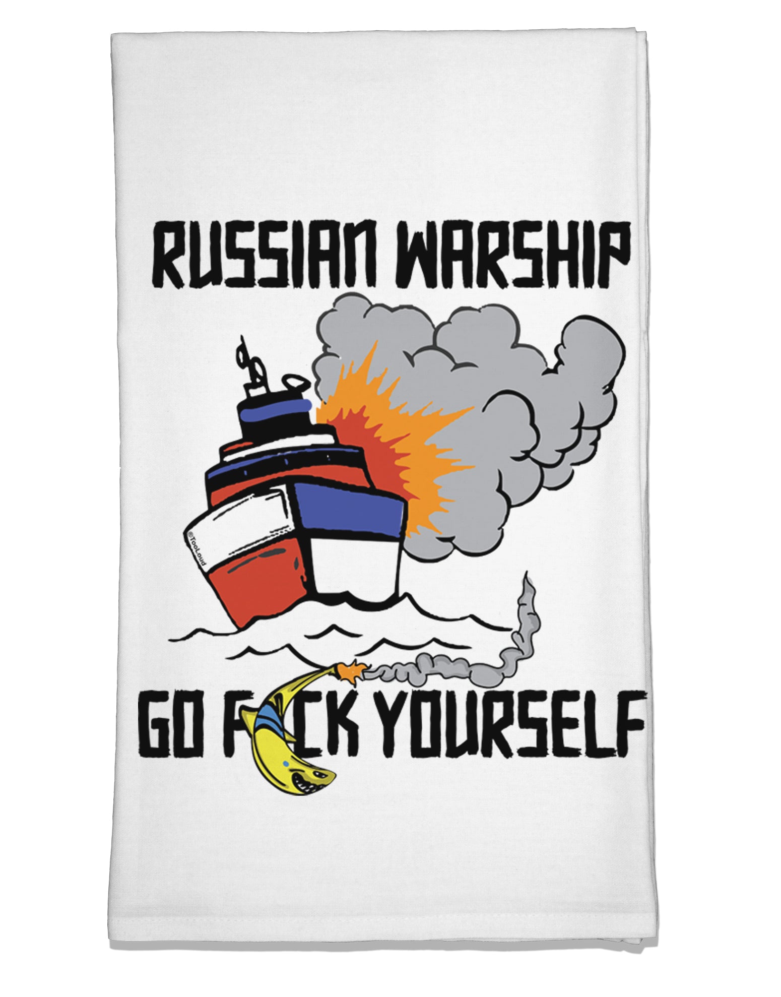 Russian Warship go F Yourself Flour Sack Dish Towel-Flour Sack Dish Towel-TooLoud-Davson Sales