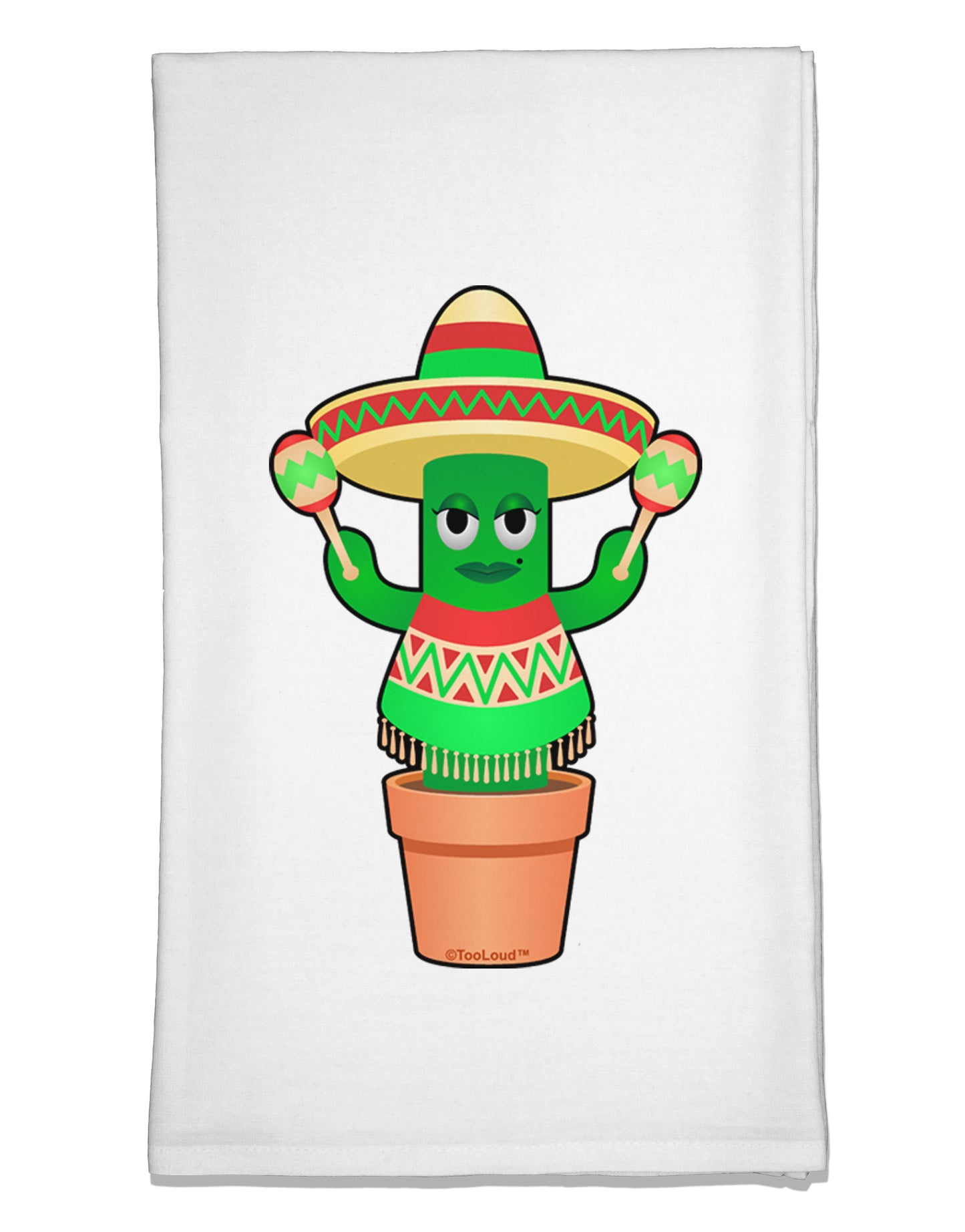 Fiesta Cactus Poncho Flour Sack Dish Towel by TooLoud-Flour Sack Dish Towel-TooLoud-White-Davson Sales