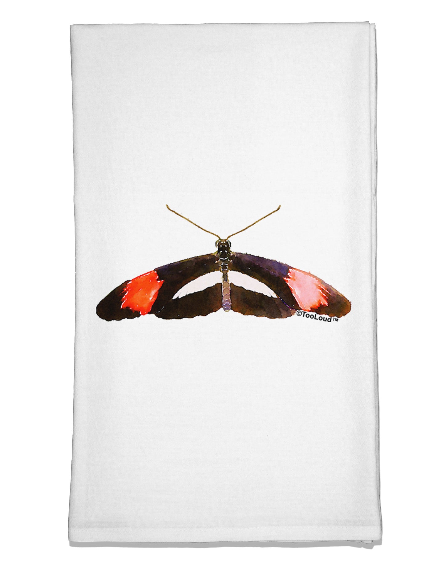 TooLoud Watercolor Butterfly Black Flour Sack Dish Towels-Flour Sack Dish Towel-TooLoud-White-Davson Sales