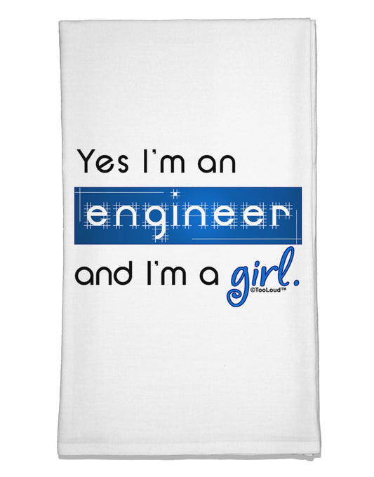 TooLoud Yes I am a Engineer Girl Flour Sack Dish Towel-Flour Sack Dish Towel-TooLoud-White-Davson Sales