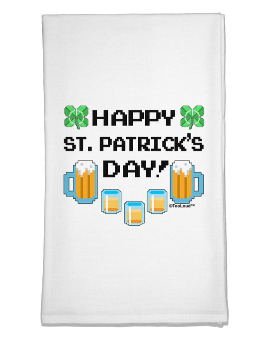 Pixel Happy St Patricks Day Flour Sack Dish Towel-Flour Sack Dish Towel-TooLoud-White-Davson Sales