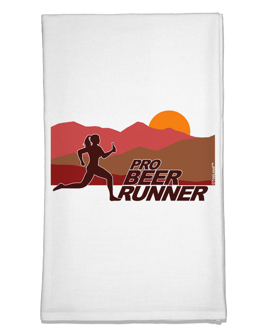 Pro Beer Runner Woman Flour Sack Dish Towel-Flour Sack Dish Towel-TooLoud-White-Davson Sales
