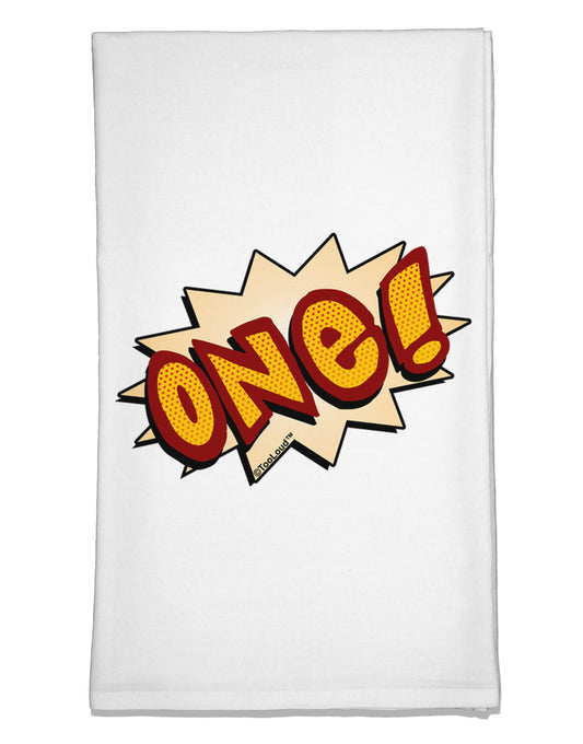 Onomatopoeia One Birthday Flour Sack Dish Towel-Flour Sack Dish Towel-TooLoud-White-Davson Sales