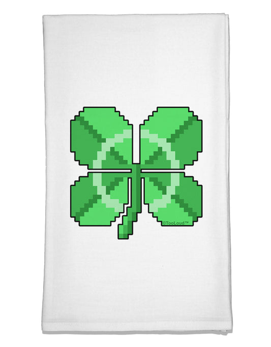 Pixel Four Leaf Clover Flour Sack Dish Towel-Flour Sack Dish Towel-TooLoud-White-Davson Sales