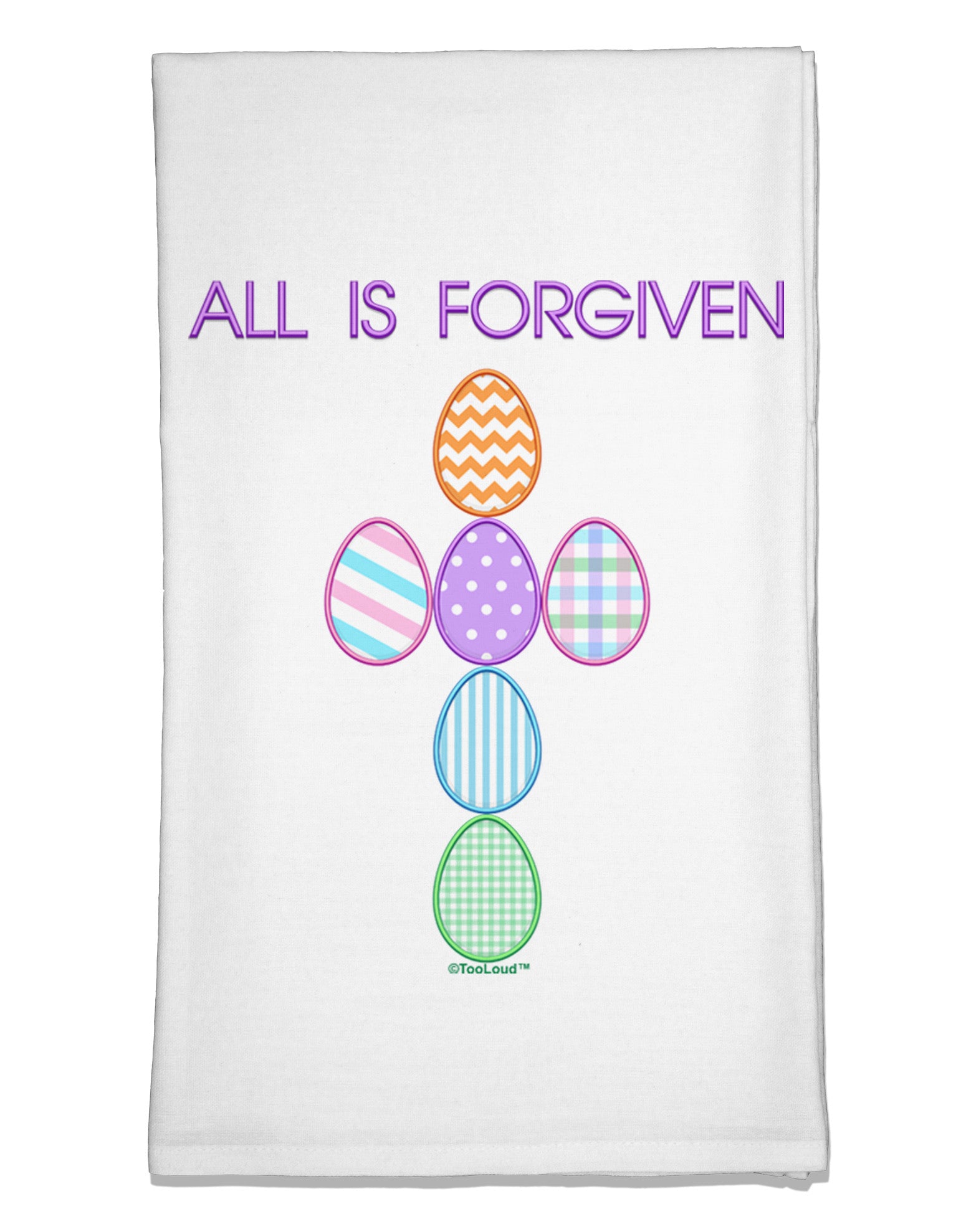 All is forgiven Cross Faux Applique Flour Sack Dish Towel-Flour Sack Dish Towel-TooLoud-White-Davson Sales