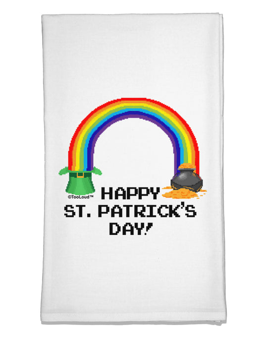 Pixel Pot of Gold St Patrick Text Flour Sack Dish Towel-Flour Sack Dish Towel-TooLoud-White-Davson Sales