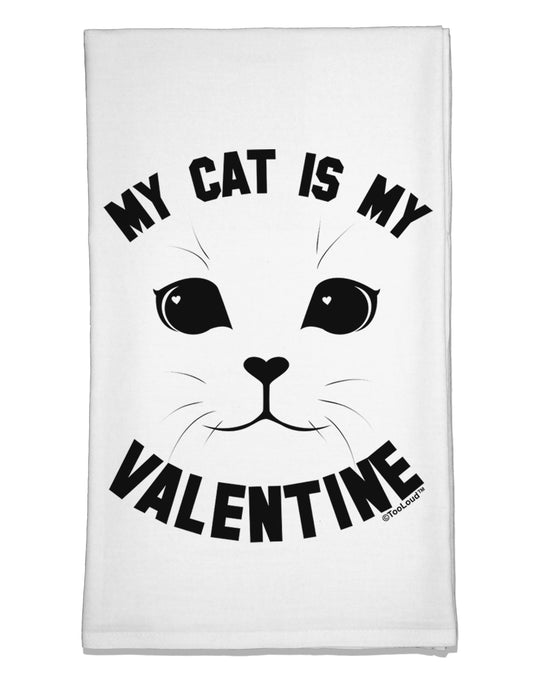 My Cat is my Valentine Flour Sack Dish Towels by TooLoud-TooLoud-White-Davson Sales