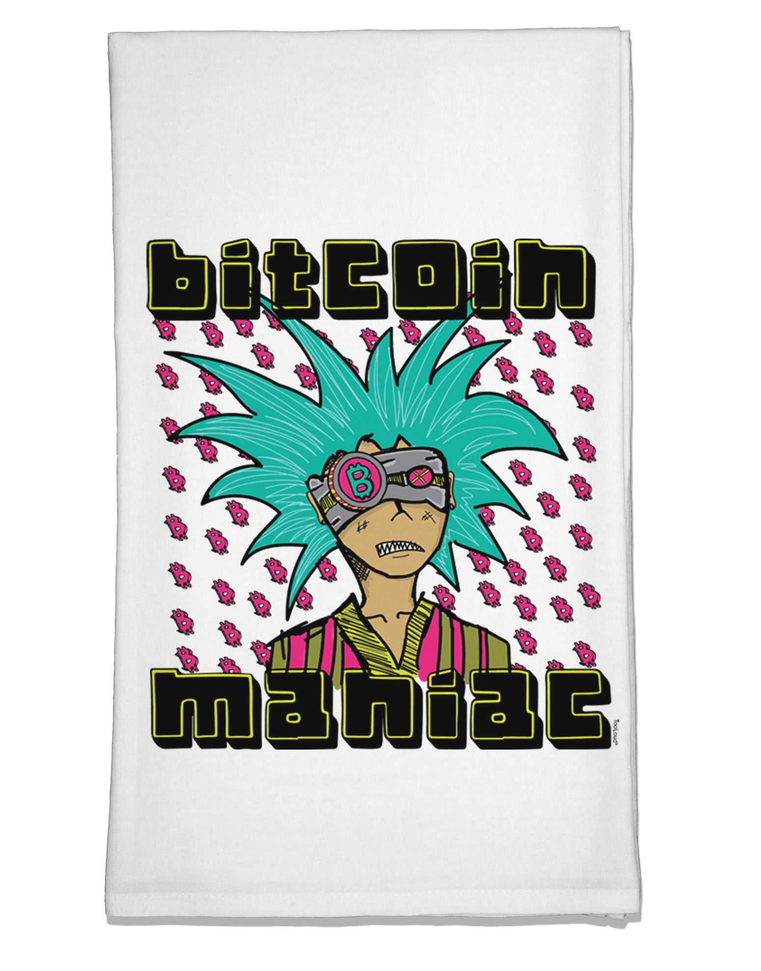 Bitcoin Maniac Crypto Flour Sack Dish Towel-Flour Sack Dish Towel-TooLoud-Davson Sales