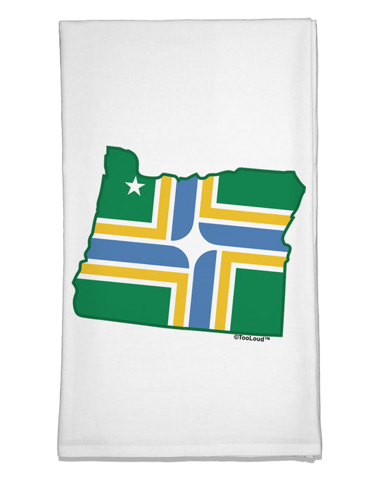 Portland Oregon Flag Flour Sack Dish Towel-Flour Sack Dish Towel-TooLoud-White-Davson Sales
