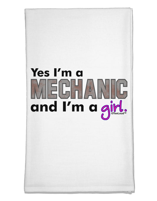Yes I am a Mechanic Girl Flour Sack Dish Towel-Flour Sack Dish Towel-TooLoud-White-Davson Sales