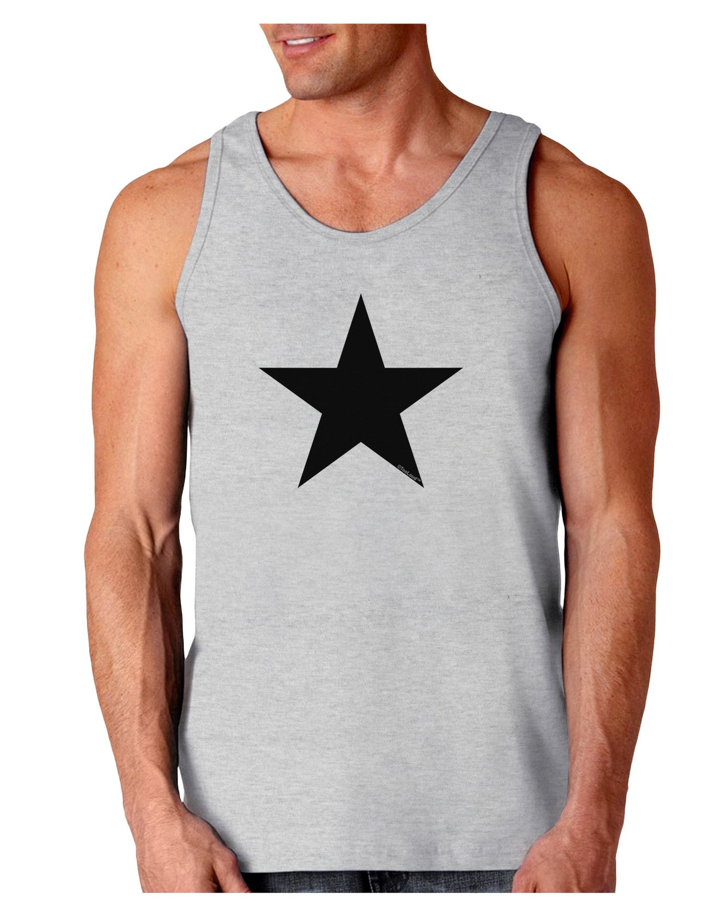 Black Star Loose Tank Top-Mens-LooseTanktops-TooLoud-AshGray-XX-Large-Davson Sales