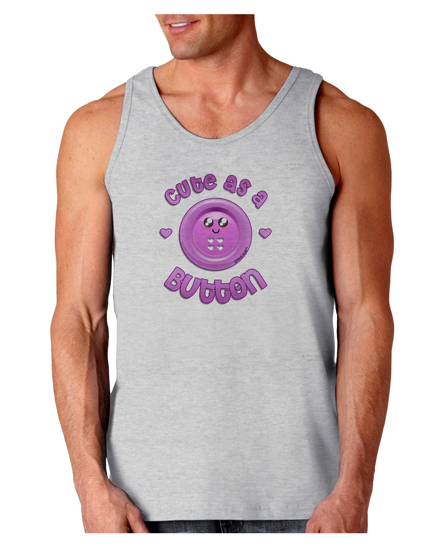 Cute As A Button Smiley Face Loose Tank Top-Loose Tank Top-TooLoud-AshGray-Small-Davson Sales