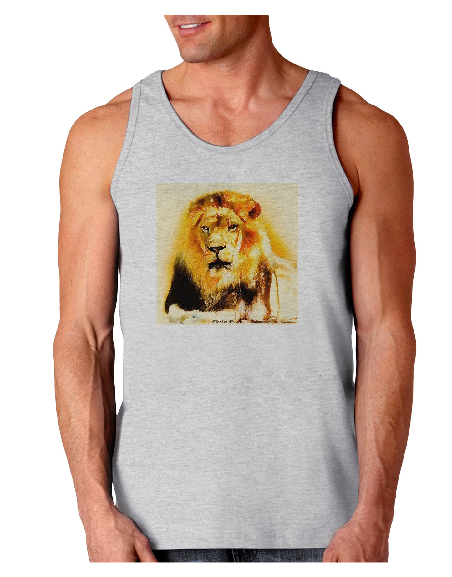 Lion Watercolor 4 Loose Tank Top-Loose Tank Top-TooLoud-AshGray-Small-Davson Sales