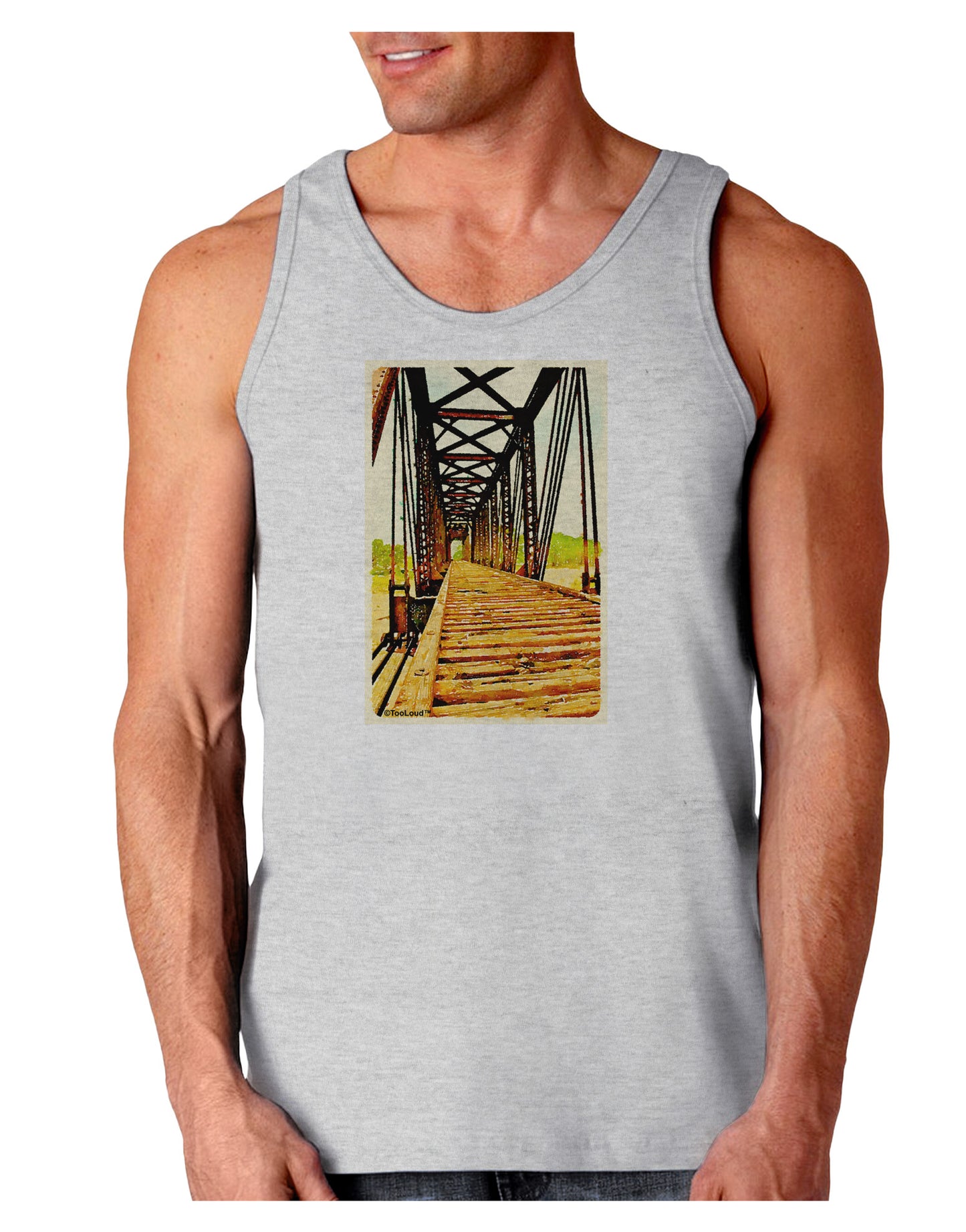 Colorado Bridge Watercolor Loose Tank Top-Loose Tank Top-TooLoud-AshGray-Small-Davson Sales
