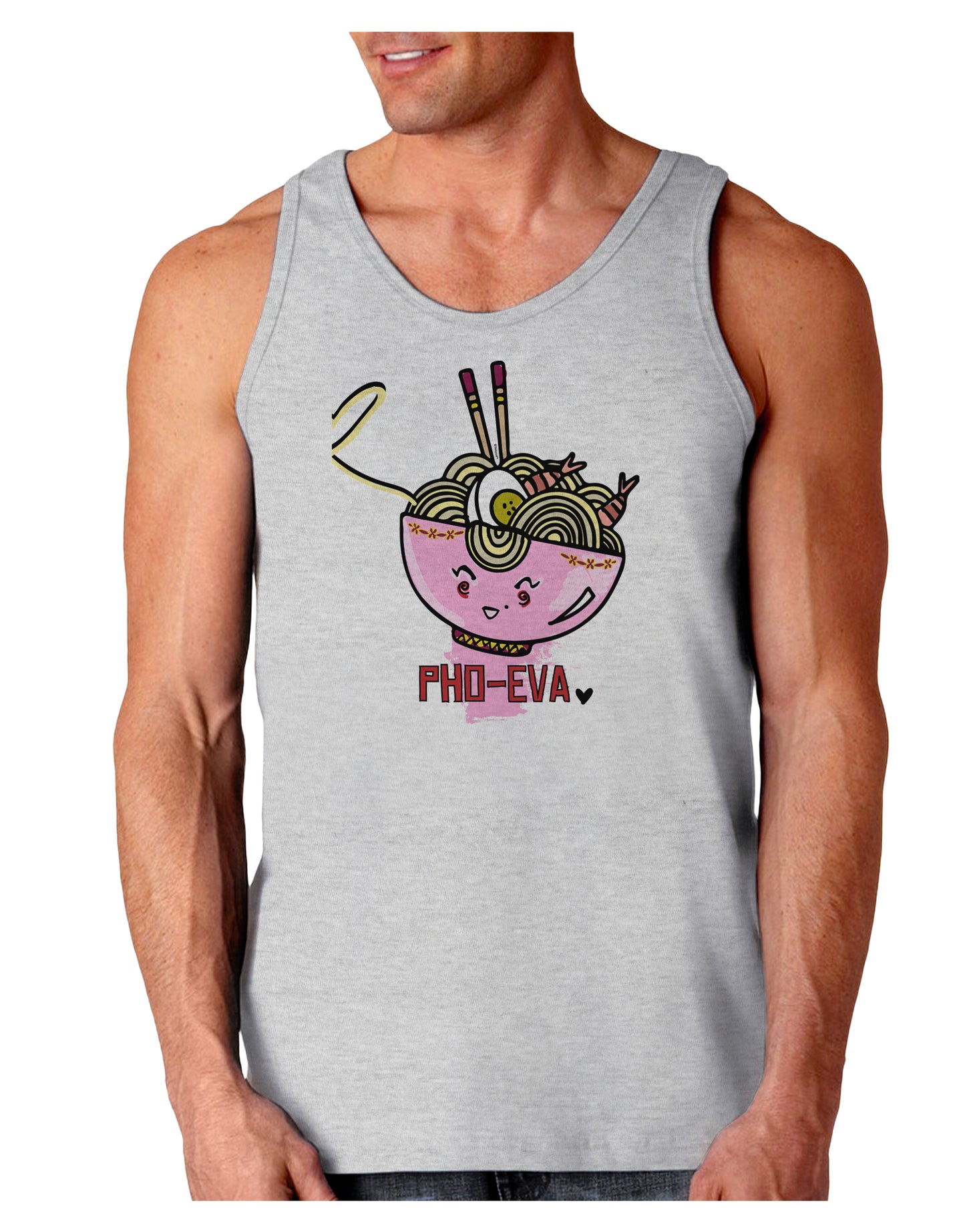 TooLoud Matching Pho Eva Pink Pho Bowl Loose Tank Top-Mens-LooseTanktops-TooLoud-AshGray-Small-Davson Sales