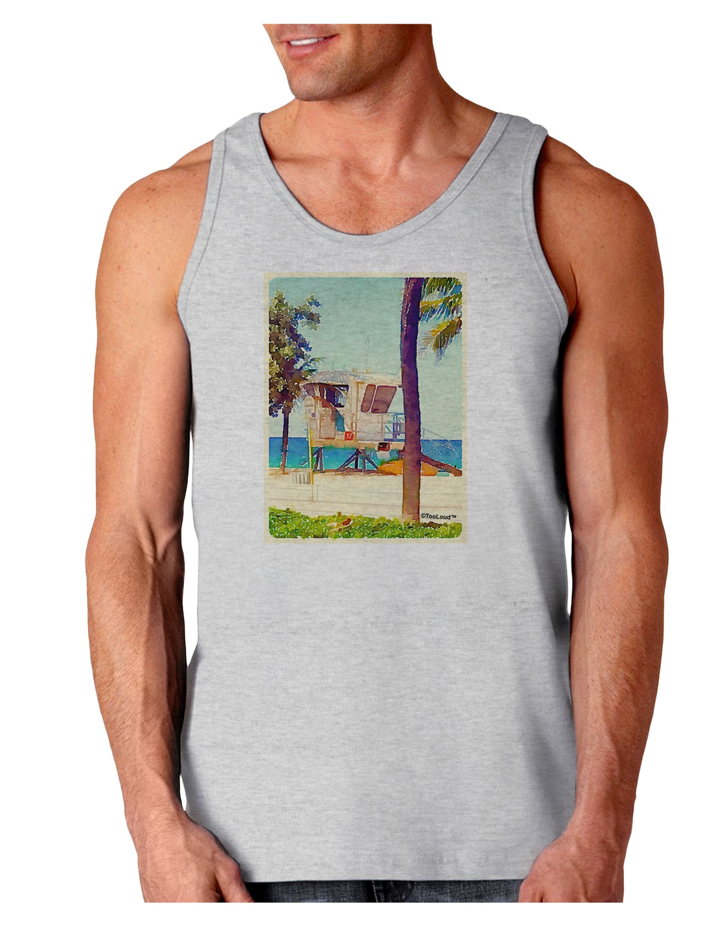 Lifeguard Station Watercolor Loose Tank Top-Loose Tank Top-TooLoud-AshGray-Small-Davson Sales