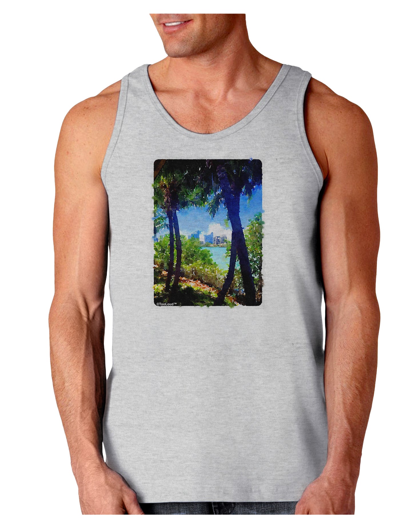 TooLoud Tropical Skyline Loose Tank Top-Loose Tank Top-TooLoud-AshGray-Small-Davson Sales
