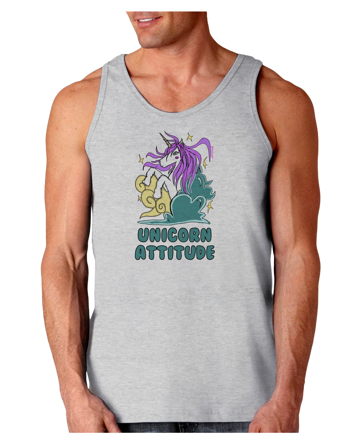 Unicorn Attitude Loose Tank Top-Mens-LooseTanktops-TooLoud-AshGray-Small-Davson Sales