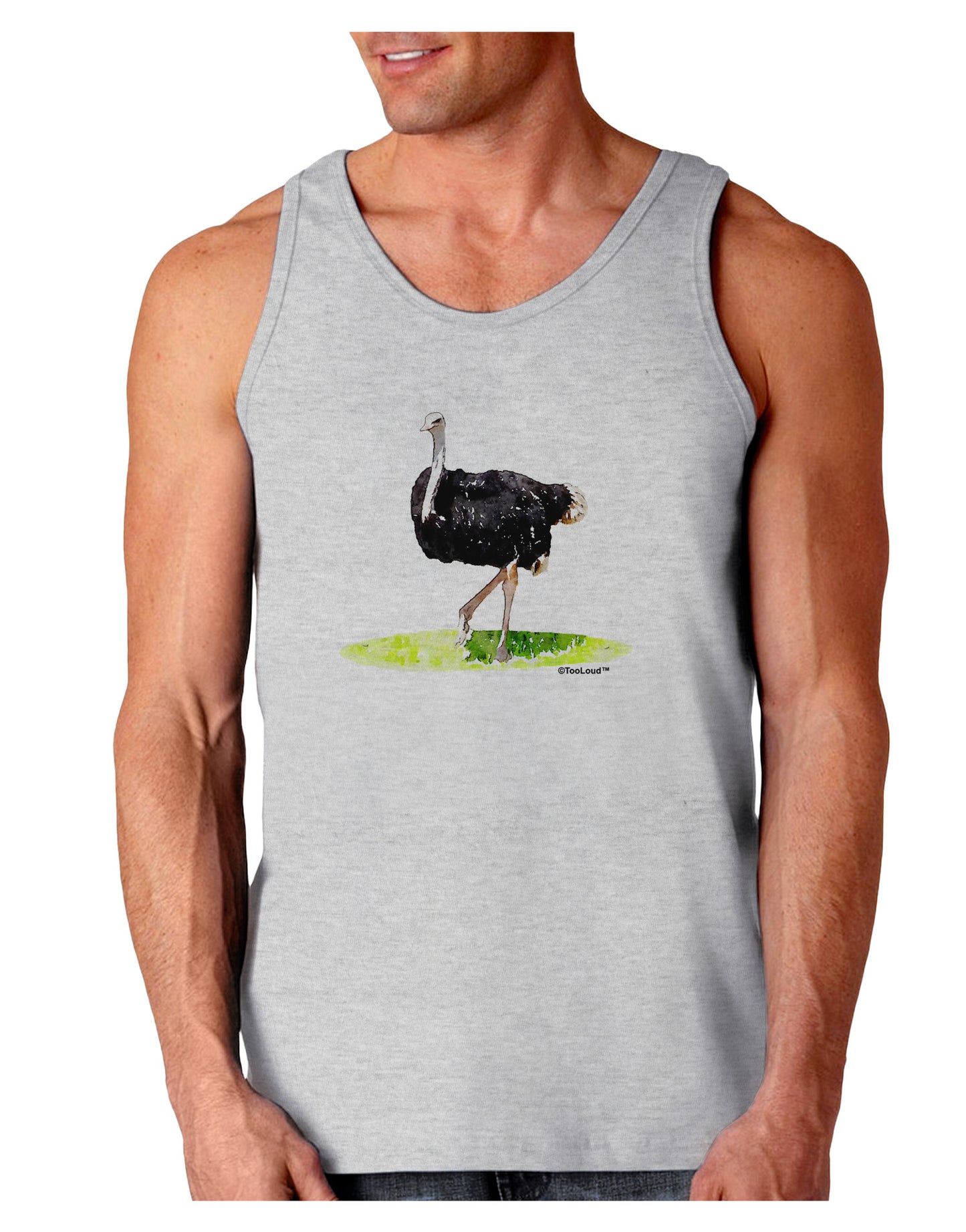 Ostrich Watercolor Loose Tank Top-Loose Tank Top-TooLoud-AshGray-Small-Davson Sales