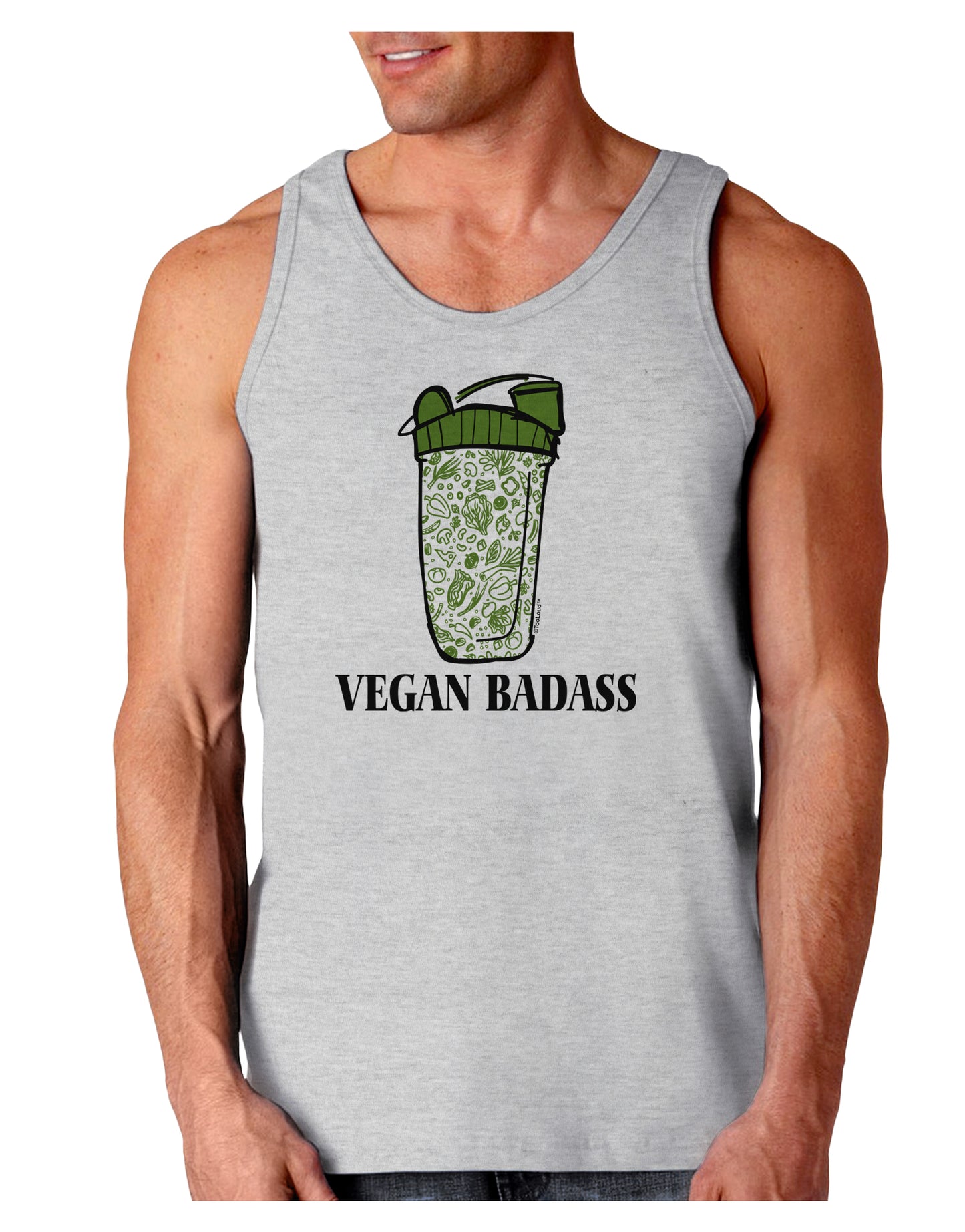 Vegan Badass Bottle Print Loose Tank Top-Mens-LooseTanktops-TooLoud-AshGray-Small-Davson Sales