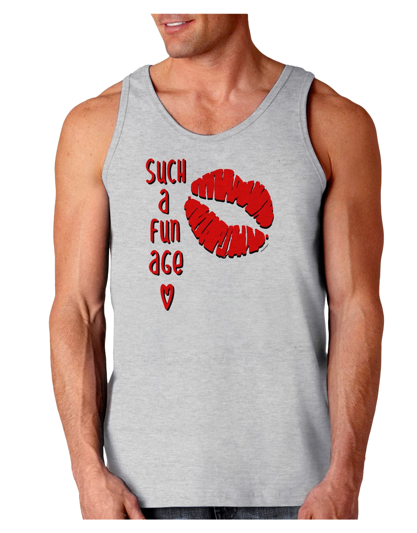 Such a Fun Age Kiss Lips Loose Tank Top-Mens-LooseTanktops-TooLoud-AshGray-Small-Davson Sales