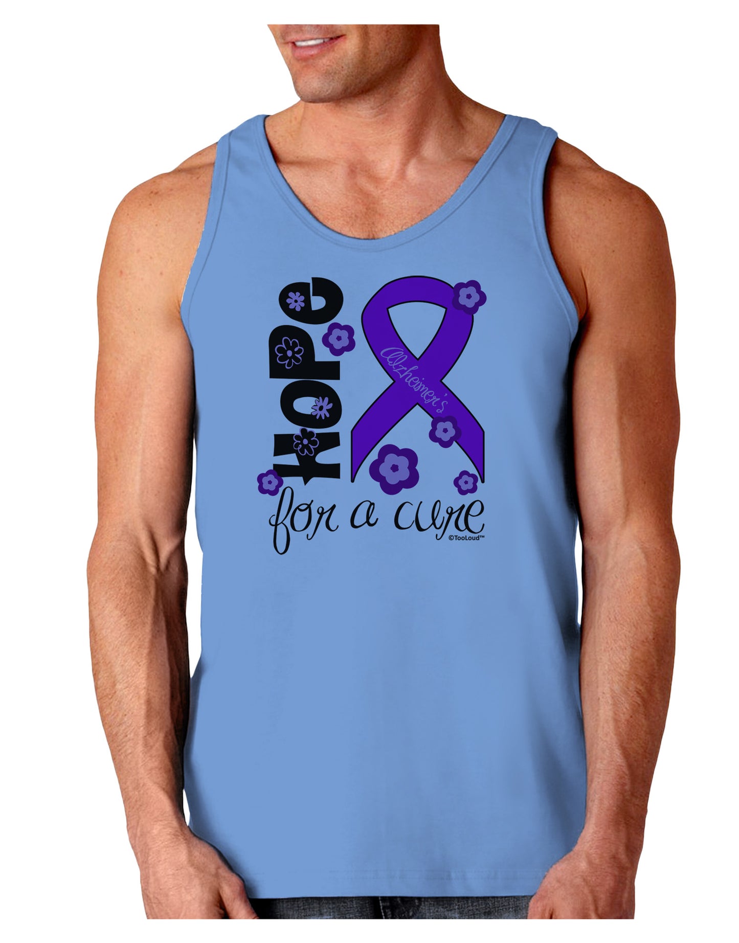 Hope for a Cure - Purple Ribbon Alzheimers Disease - Flowers Loose Tank Top-Loose Tank Top-TooLoud-CarolinaBlue-Small-Davson Sales