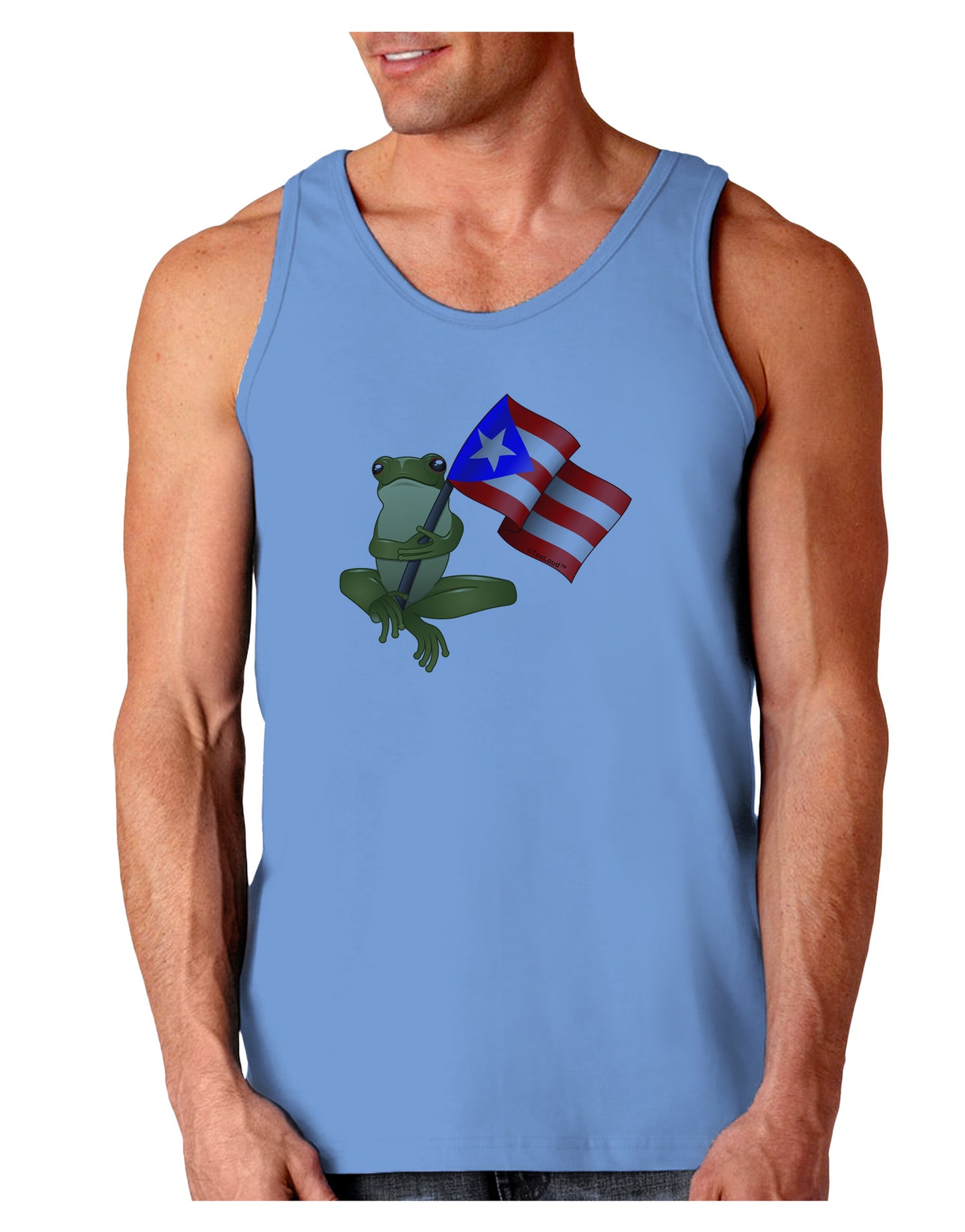Coqui Holding Flag Loose Tank Top-Loose Tank Top-TooLoud-CarolinaBlue-Small-Davson Sales