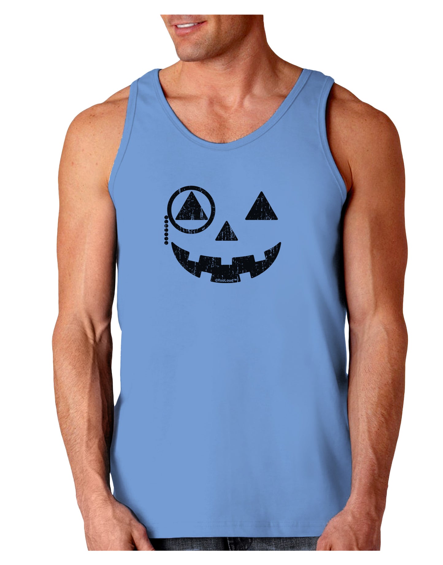 Monocle Jack-o-Lantern Distressed Loose Tank Top-Loose Tank Top-TooLoud-CarolinaBlue-Small-Davson Sales