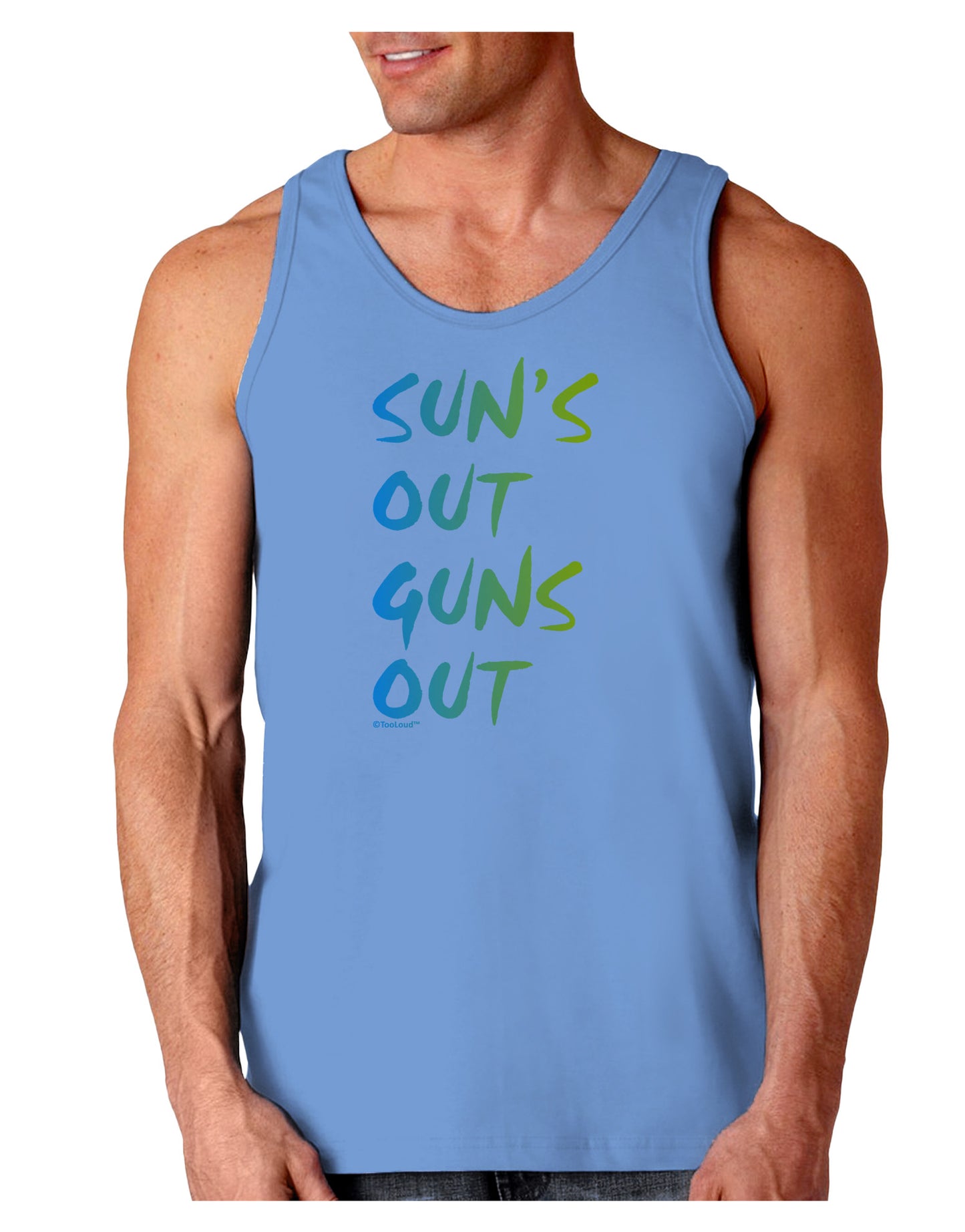 Suns Out Guns Out - Gradient Colors Loose Tank Top-Loose Tank Top-TooLoud-CarolinaBlue-Small-Davson Sales