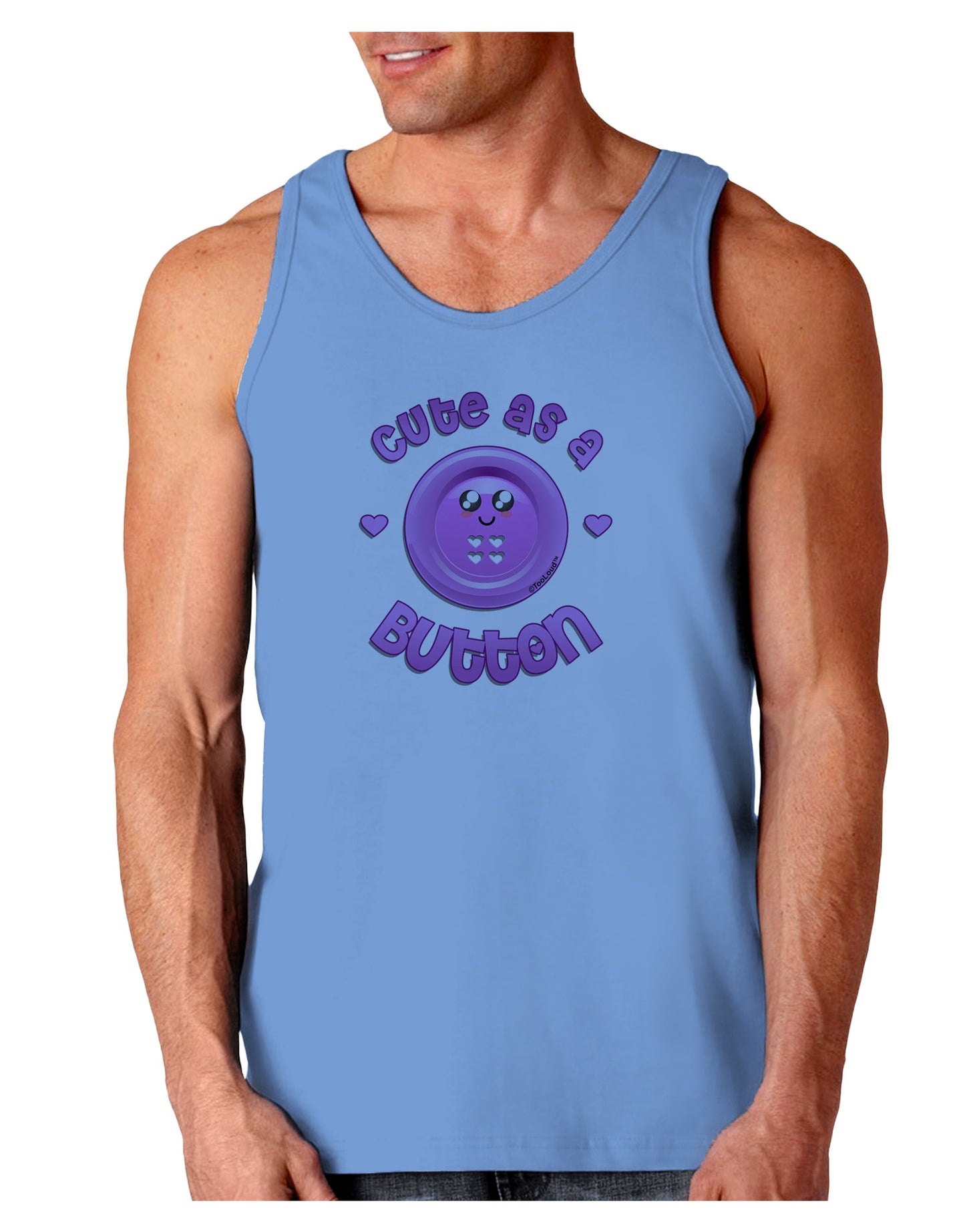 Cute As A Button Smiley Face Loose Tank Top-Loose Tank Top-TooLoud-CarolinaBlue-Small-Davson Sales