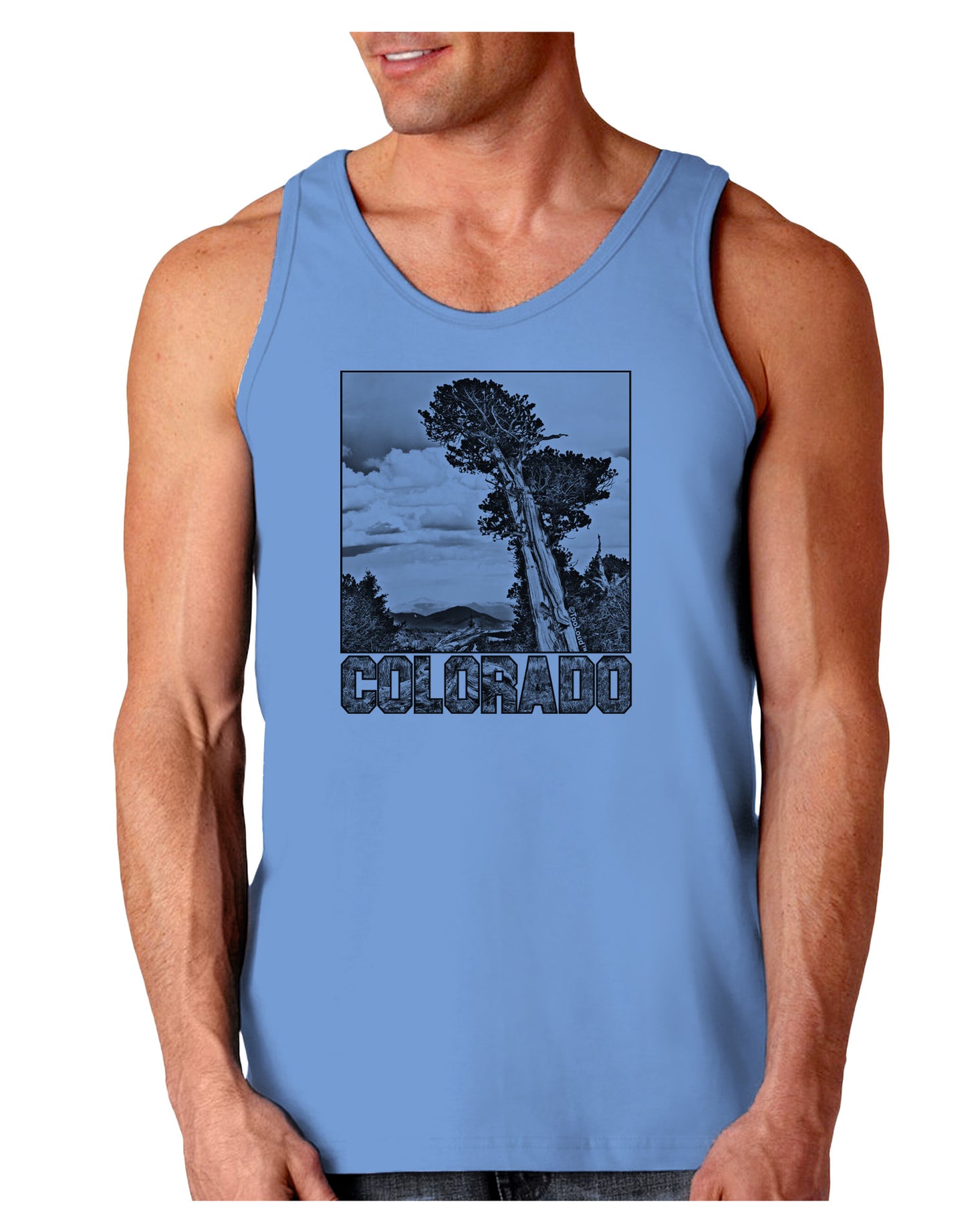 Colorado Landscape Text BW Loose Tank Top-Loose Tank Top-TooLoud-CarolinaBlue-Small-Davson Sales