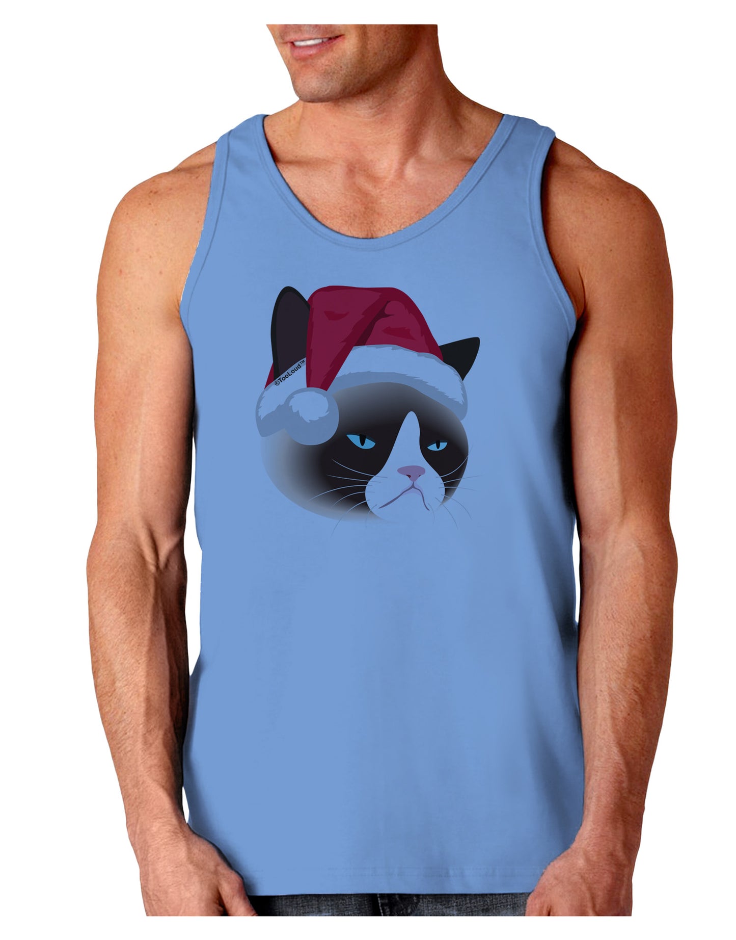 Santa Hat Disgruntled Siamese Cat Loose Tank Top by-Loose Tank Top-TooLoud-CarolinaBlue-Small-Davson Sales