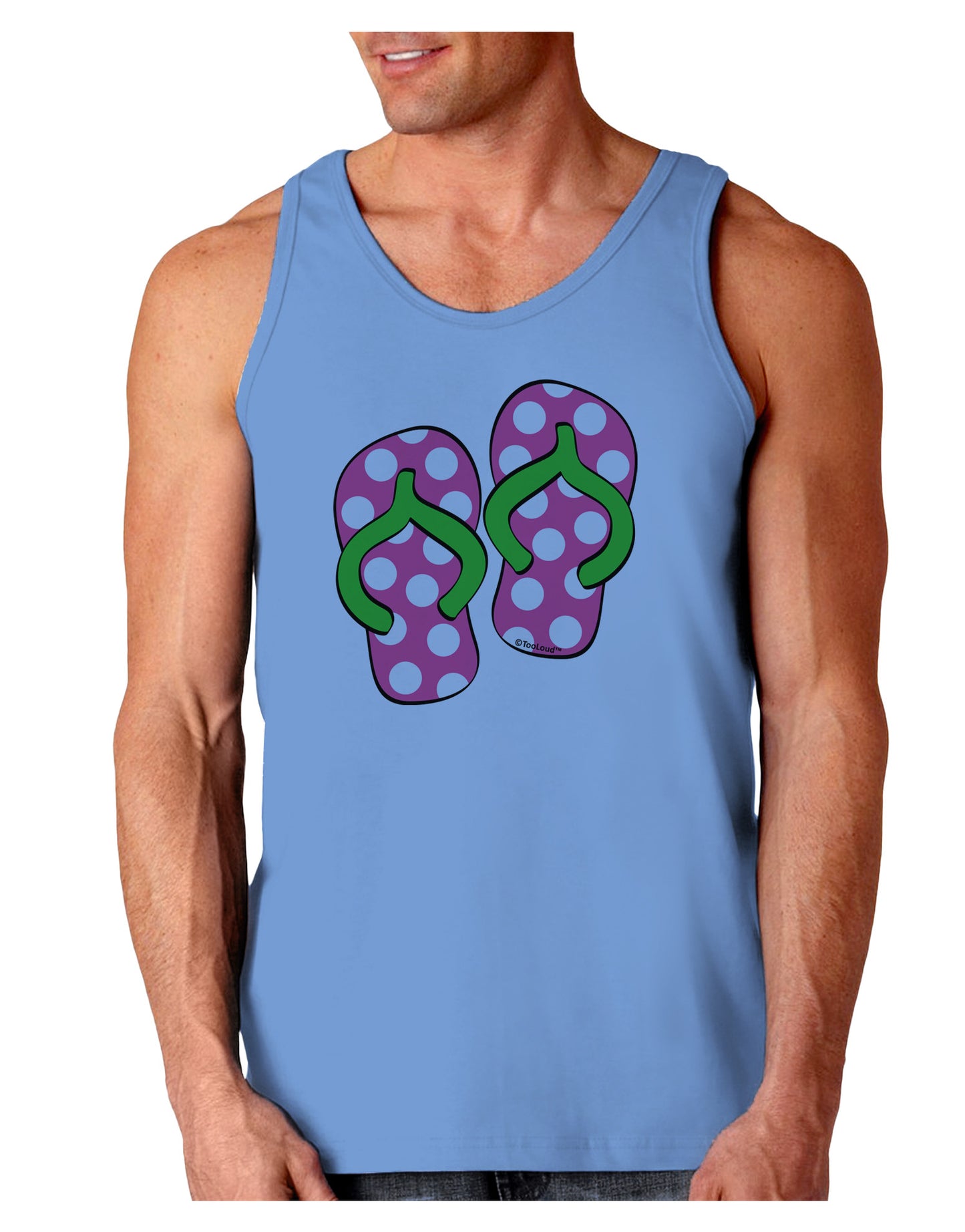 Cute Polka Dot Flip Flops - Pink and Green Loose Tank Top-Loose Tank Top-TooLoud-CarolinaBlue-Small-Davson Sales