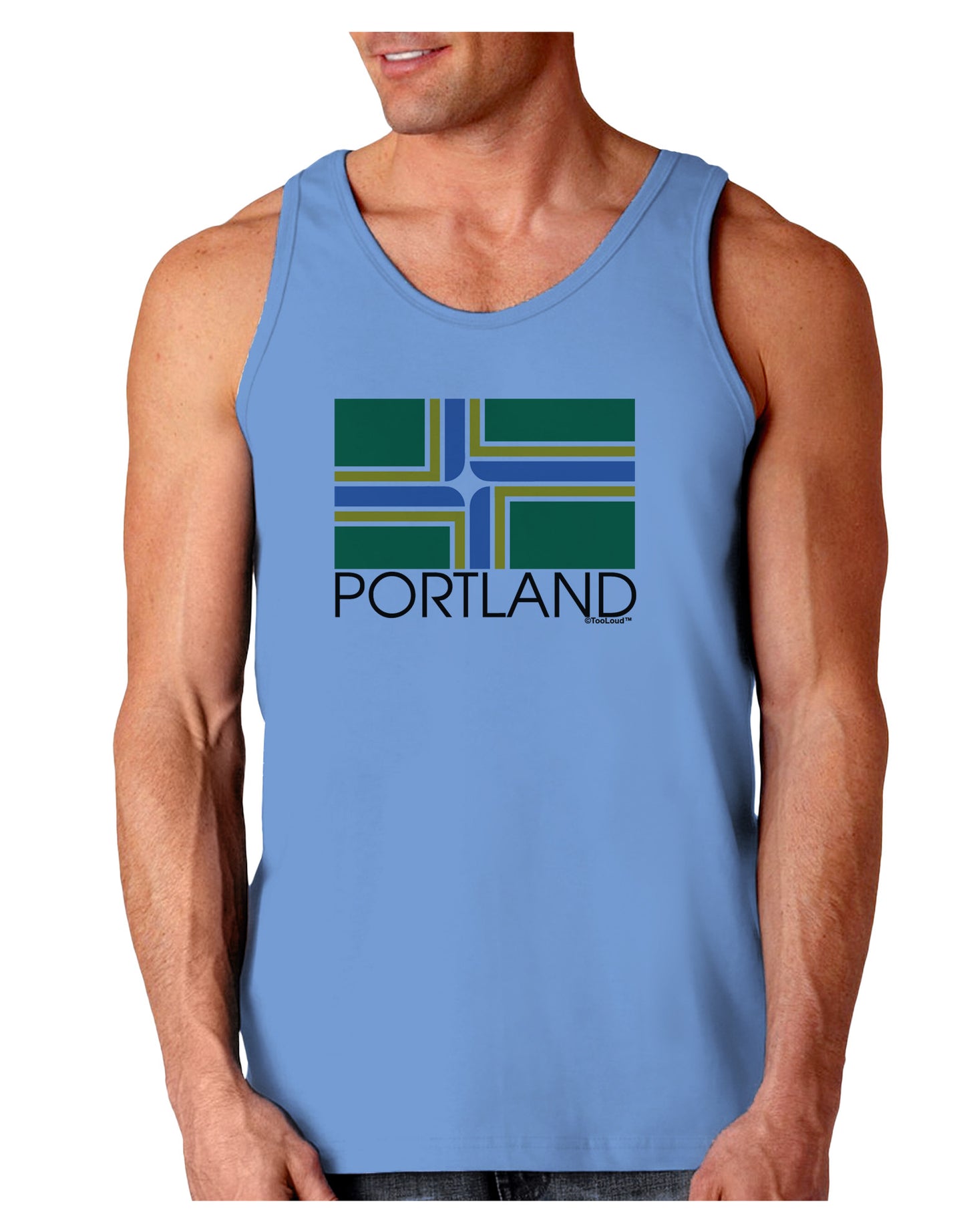 Portland Oregon Flag Text Loose Tank Top-Loose Tank Top-TooLoud-CarolinaBlue-Small-Davson Sales