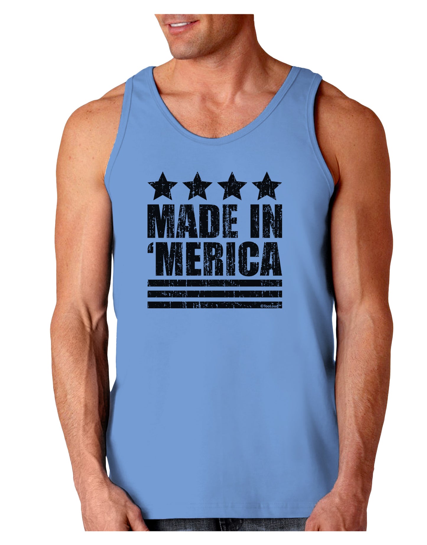 Made in Merica - Stars and Stripes Design Loose Tank Top-Loose Tank Top-TooLoud-CarolinaBlue-Small-Davson Sales