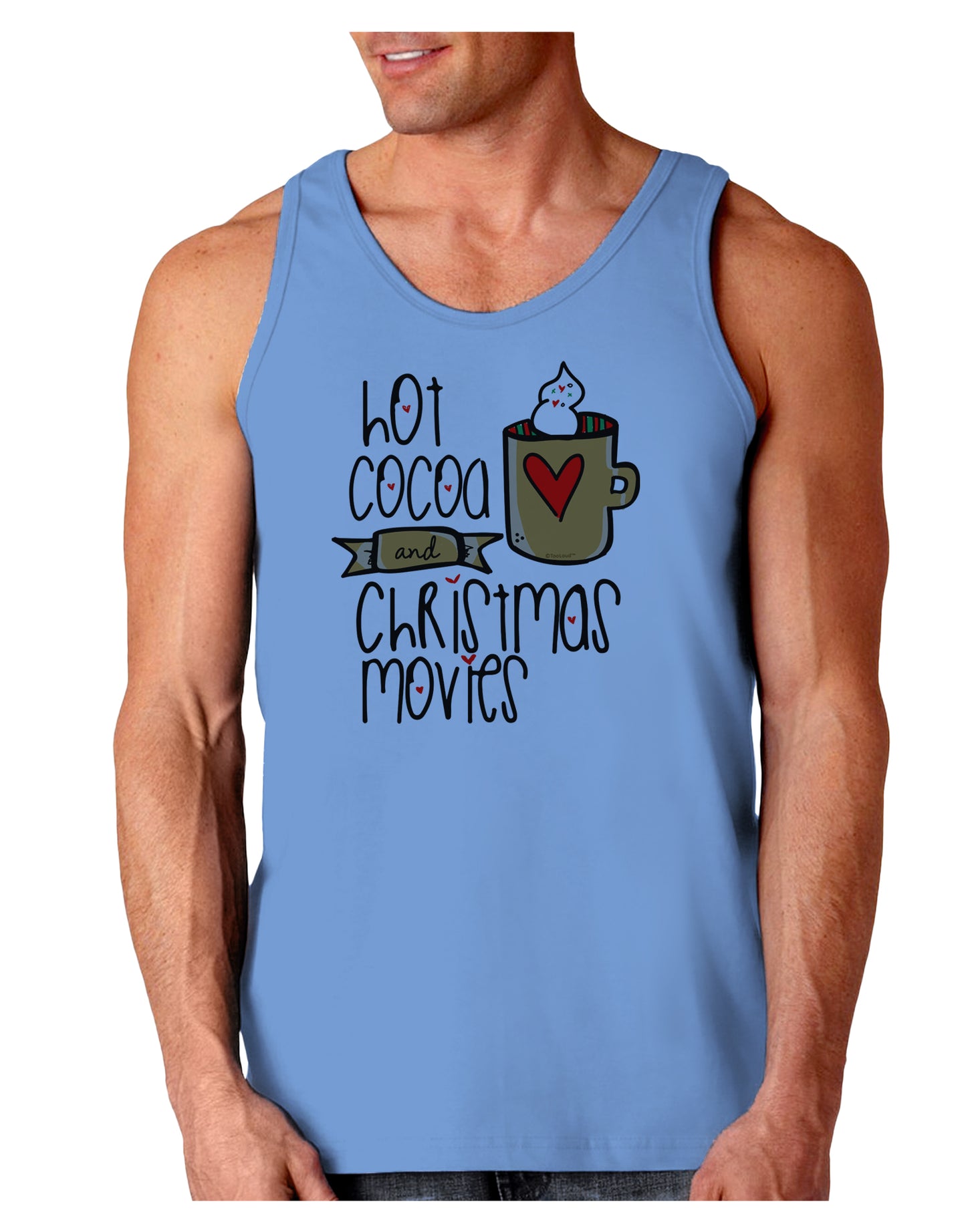 Hot Cocoa and Christmas Movies Loose Tank Top-Mens-LooseTanktops-TooLoud-CarolinaBlue-Small-Davson Sales