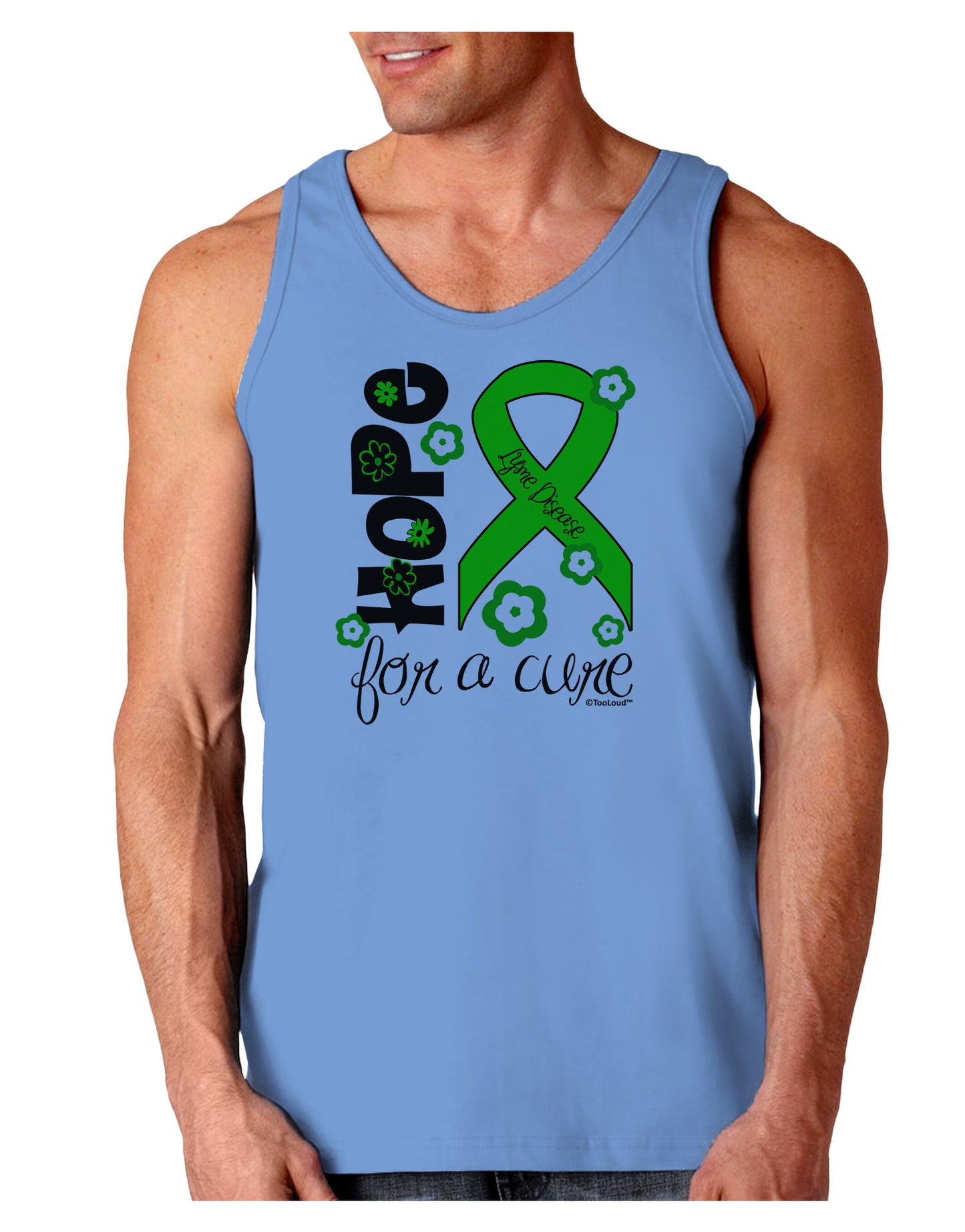 Hope for a Cure - Lime Green Ribbon Lyme Disease - Flowers Loose Tank Top-Loose Tank Top-TooLoud-CarolinaBlue-Small-Davson Sales