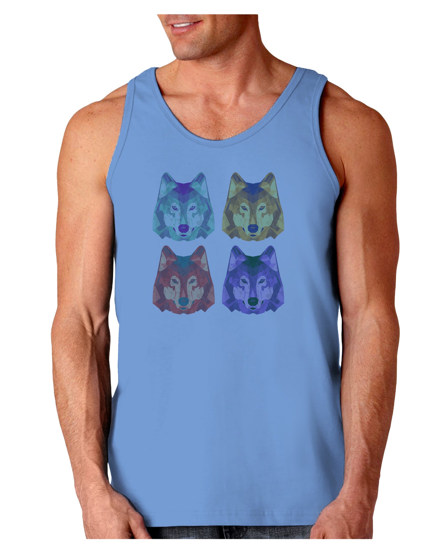 Geometric Wolf Head Pop Art Loose Tank Top-Loose Tank Top-TooLoud-CarolinaBlue-Small-Davson Sales