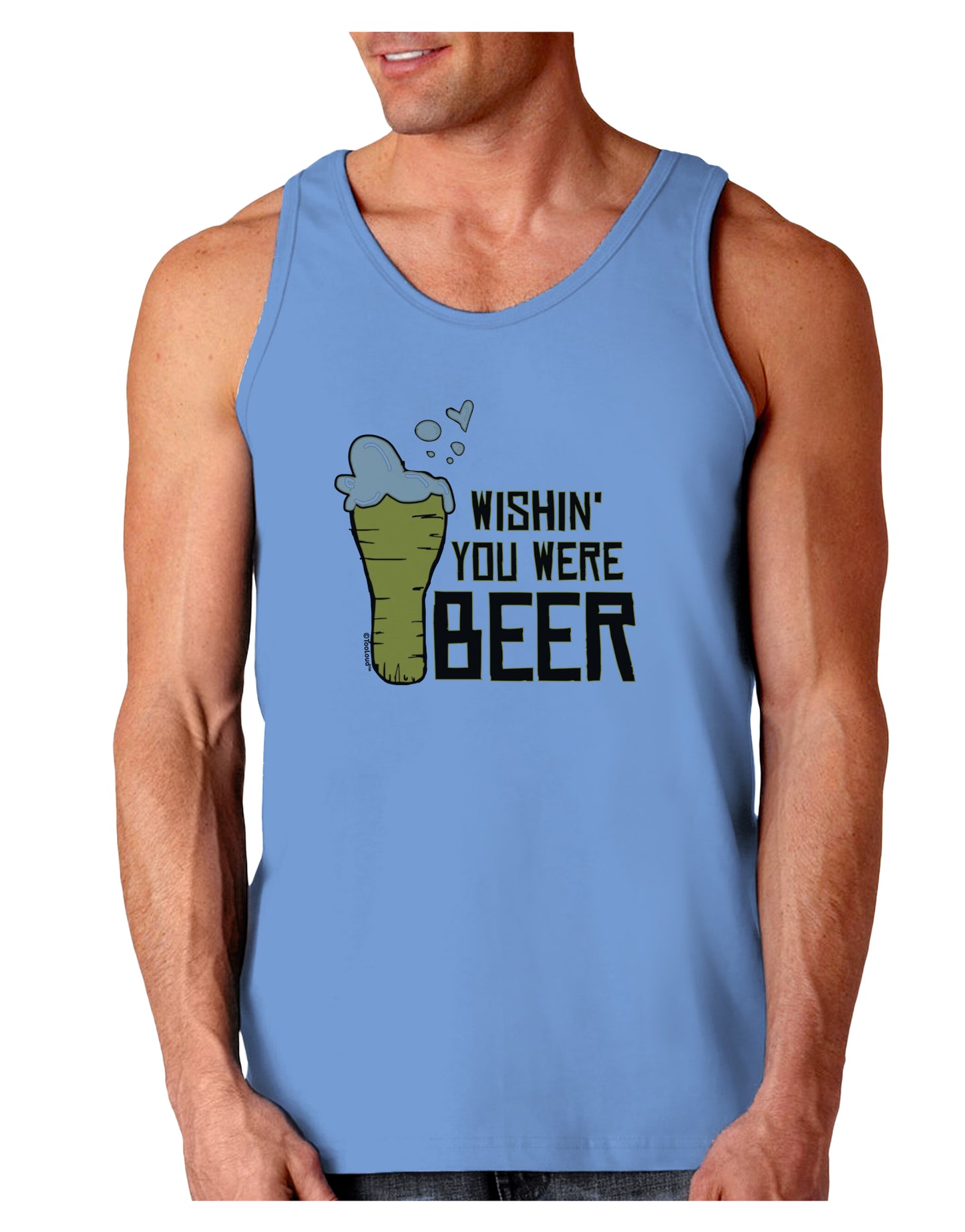 Wishin you were Beer Loose Tank Top-Mens-LooseTanktops-TooLoud-CarolinaBlue-Small-Davson Sales